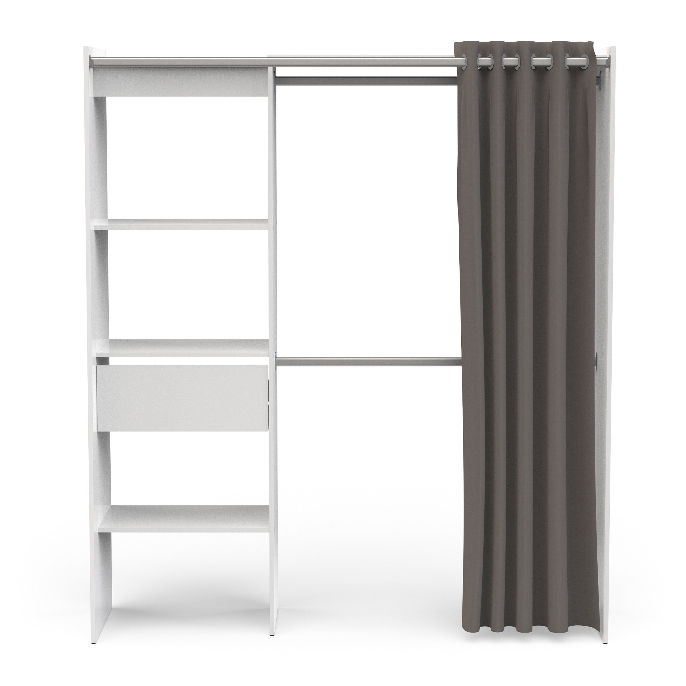 PREISBRECHER Vorhang-Schrank CHICAGO in weiß - 113,8x191,5x50cm (BxHxT)