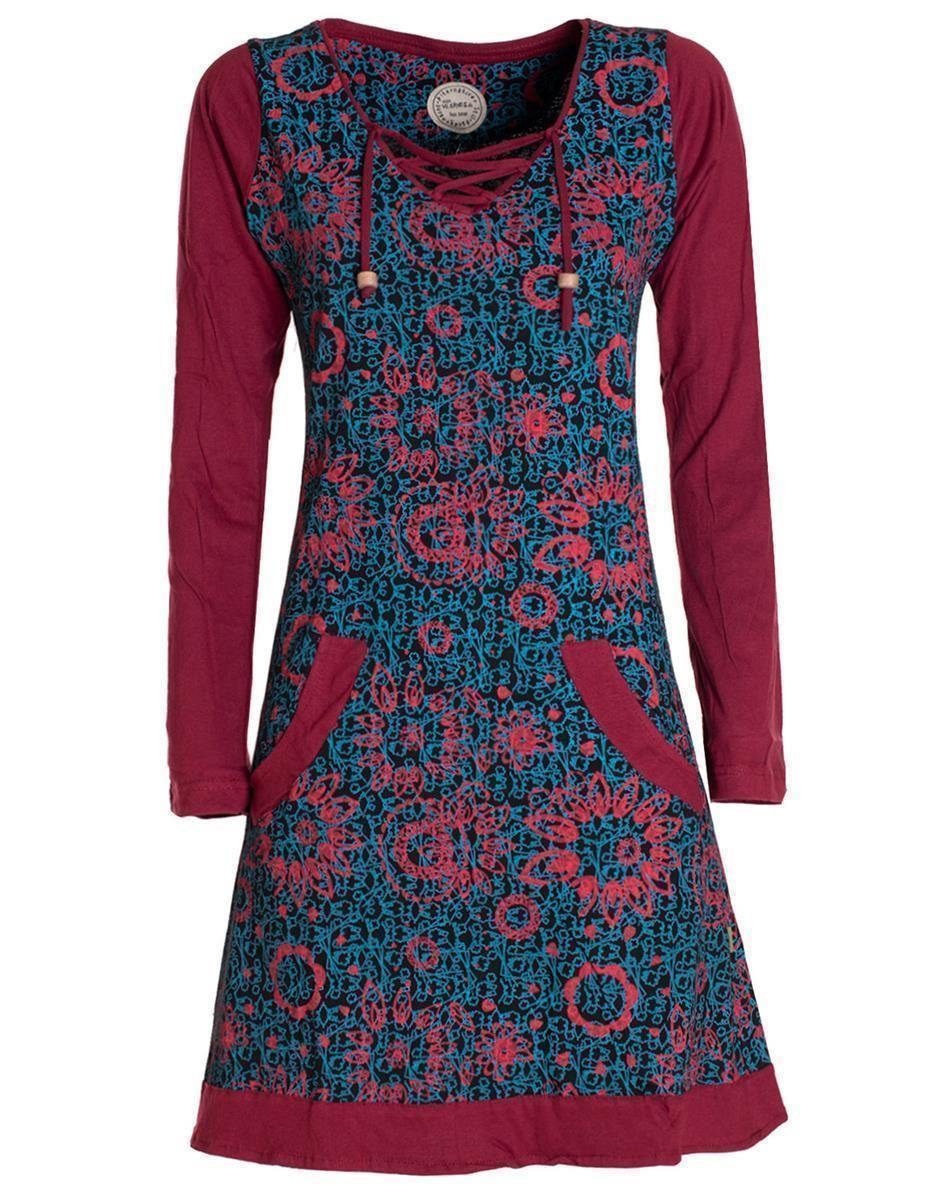 Jerseykleid Langarm Longshirt-Kleid Sweatkleid Shirt-Kleid Blumen