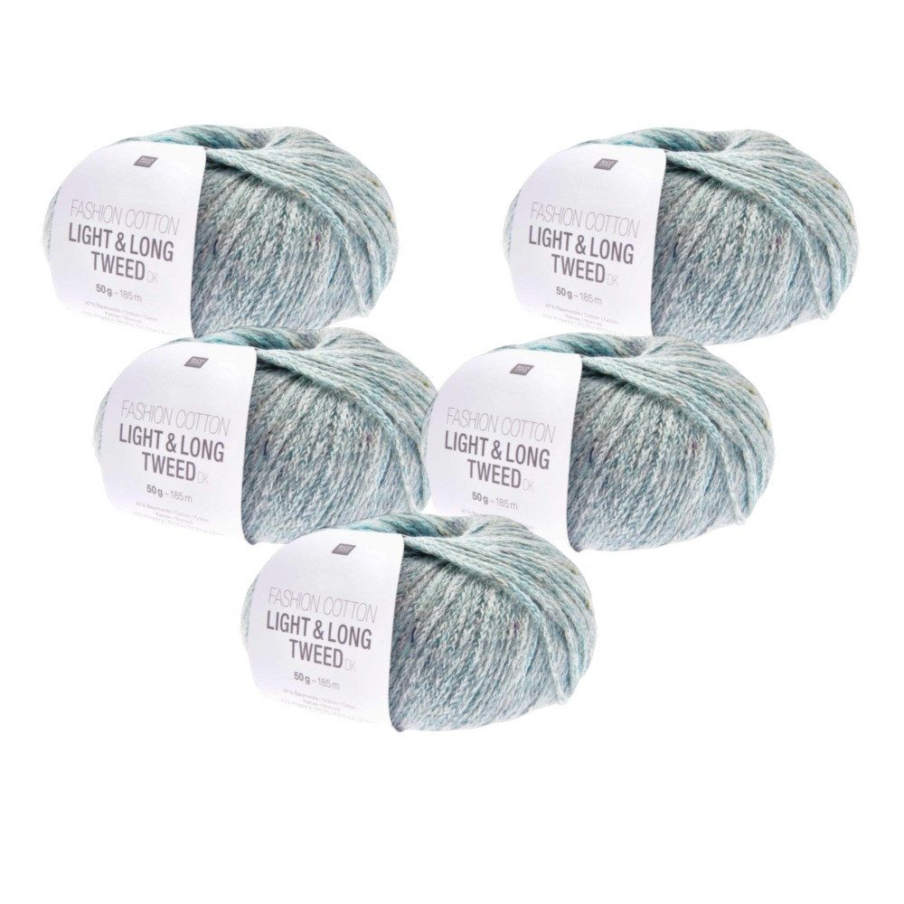 Rico Design 5 x RICO FASHION COTTON LIGHT & LONG TWEED DK Häkelwolle