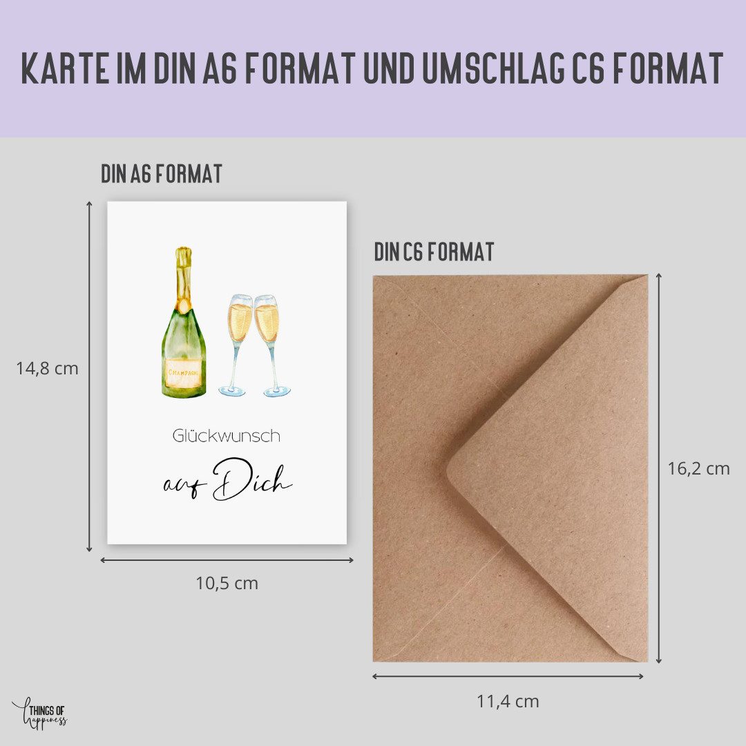 Things of Happiness Geburtskarte Set 10 Geburtstagskarten, Glückwunschkarten Geburtstag, inkl. 10 Briefumschläge