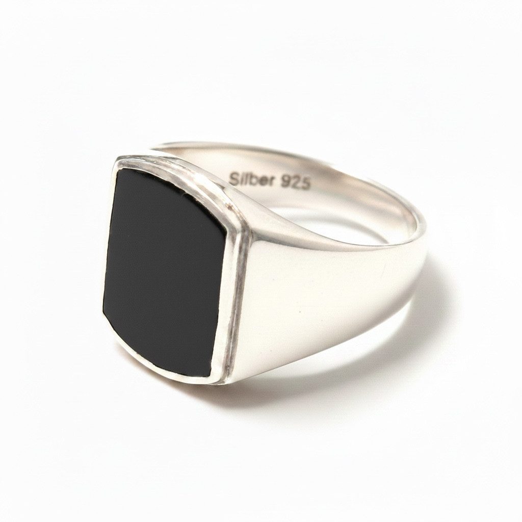 Karisma Schmuck Siegelring Männerring 925 Sterling Silber mit schwarzem Onyx