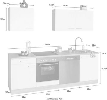 OPTIFIT Küchenzeile Leer Breite 240 cm, mit Hanseatic E-Geräten, inkl. Geschirrspüler