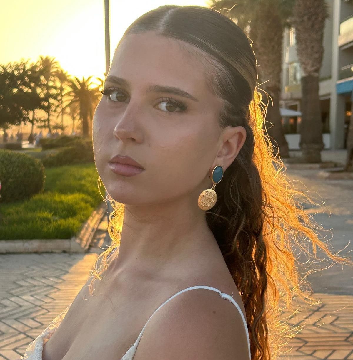 Mugello Paar Ohrstecker Amalia petrol gold-farbene Partyohrringe Drachen auffällig, made in Germany Designer JustWin, Statementohrringe