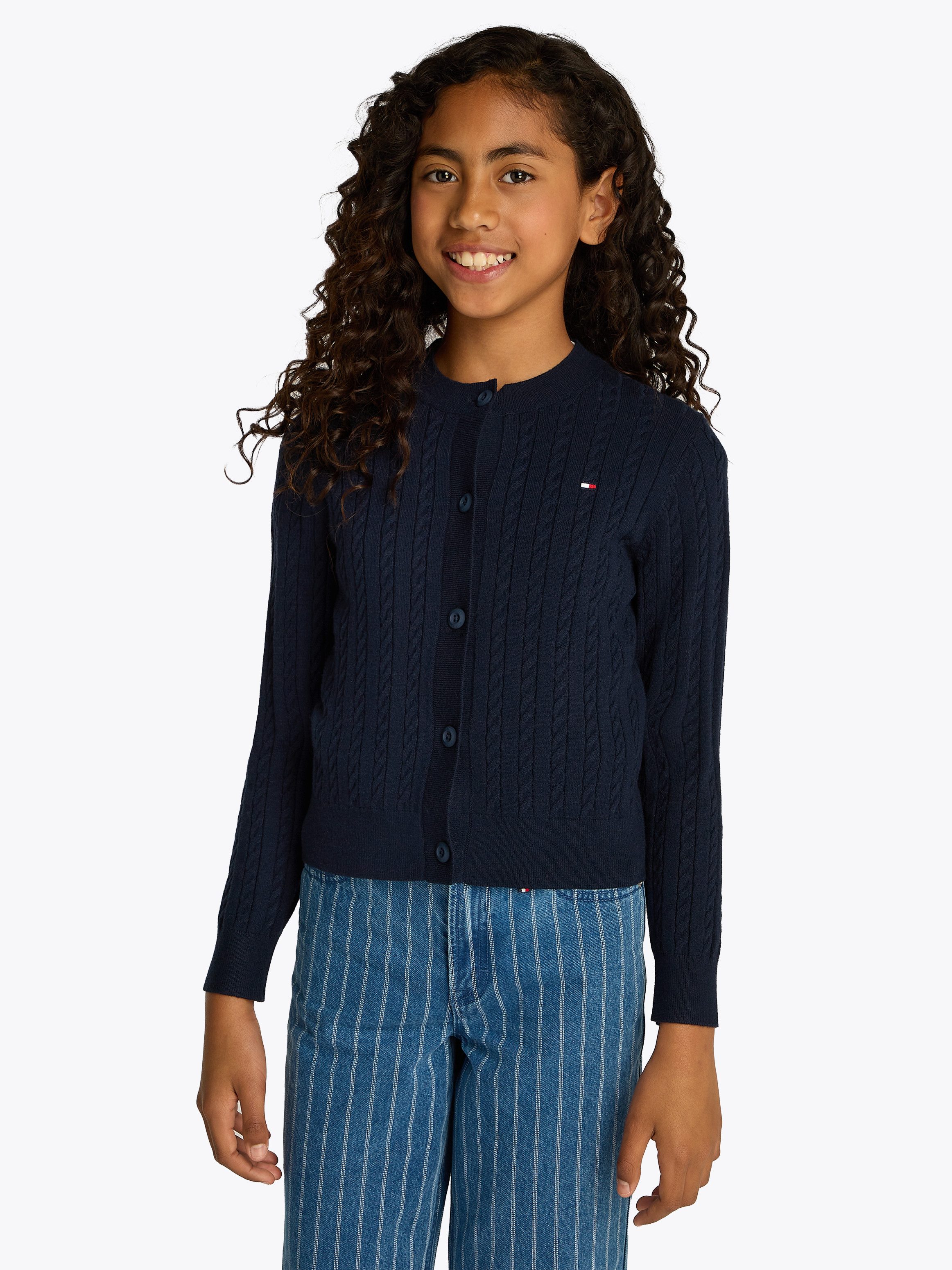 Tommy Hilfiger Strickjacke MINI CABLE CARDIGAN mit kleinem Zopfmuster
