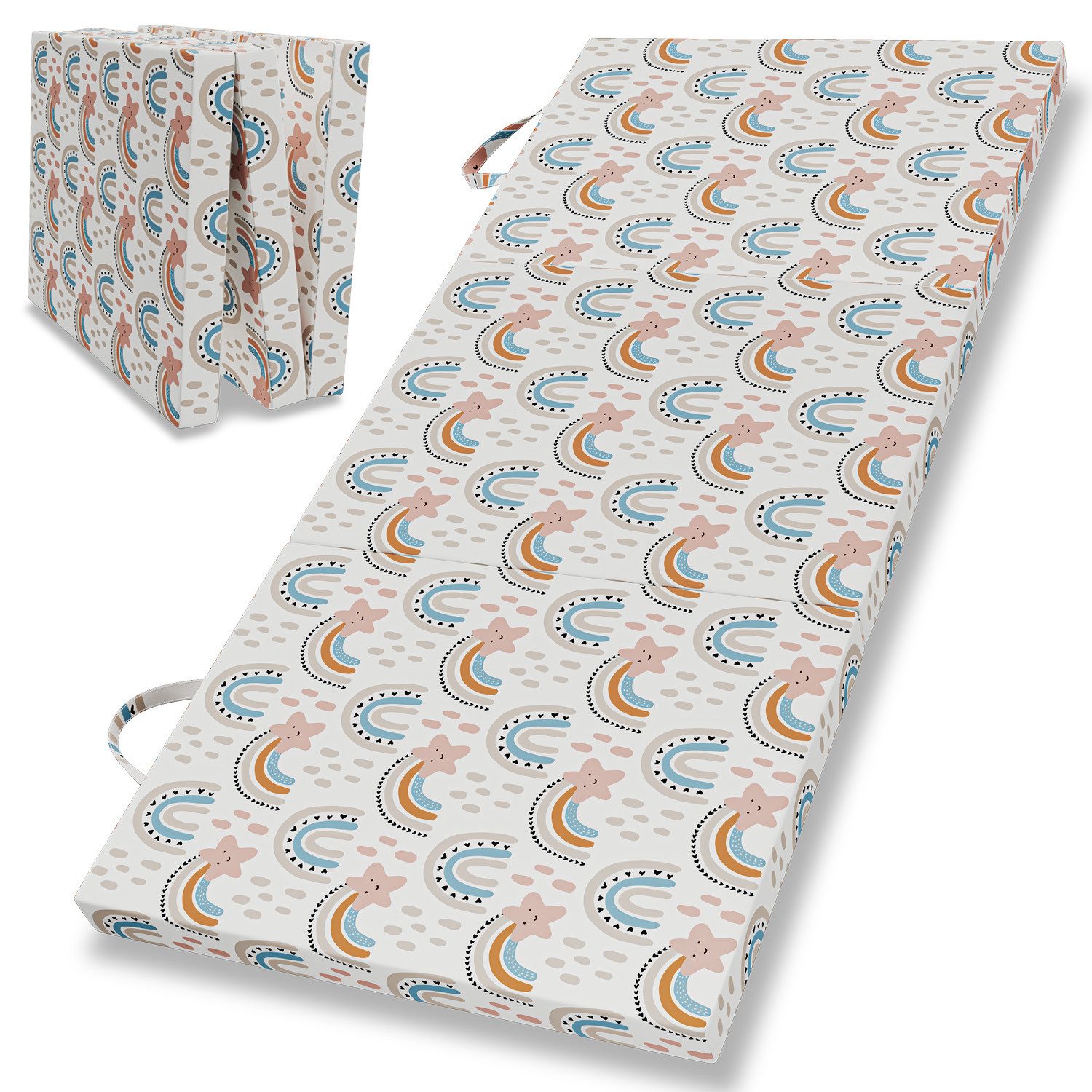 Klappmatratze, Gästematratze klappbar, Bandscheibenwürfel, Reisematratze, Gästebett, ELONEO, 8 cm hoch, waschbarer Bezug, geeignet für Hausstauballergiker, schadstoffgeprüft