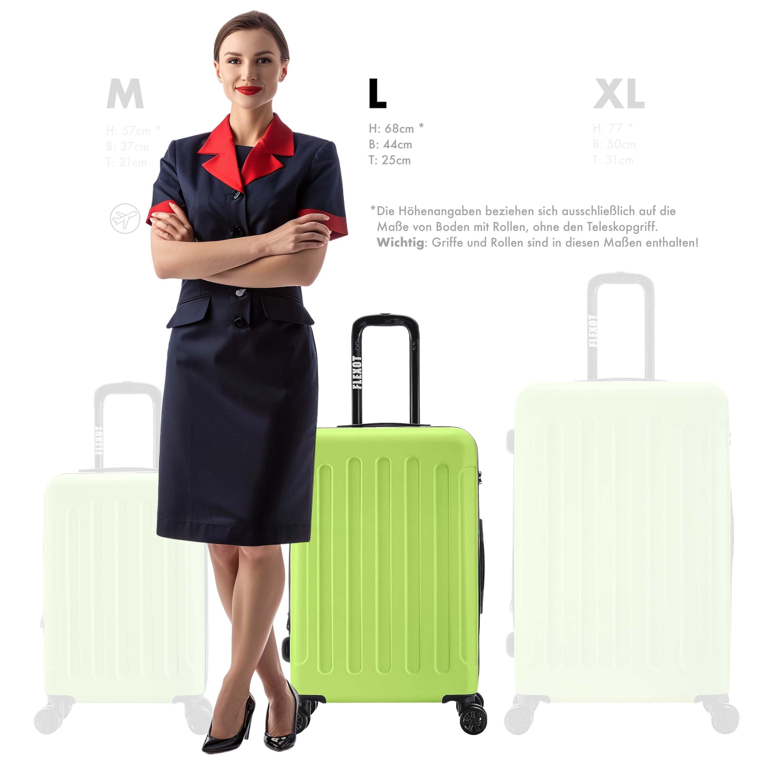 Flexot Hartschalen-Trolley F-3045 (Gr. M, L, XL) – Kofferset – ABS-Hartschale, 4 Rollen, Robuster und moderner Koffer mit vier 360° Rollen und Zahlenschloss – Bild 2 von 5