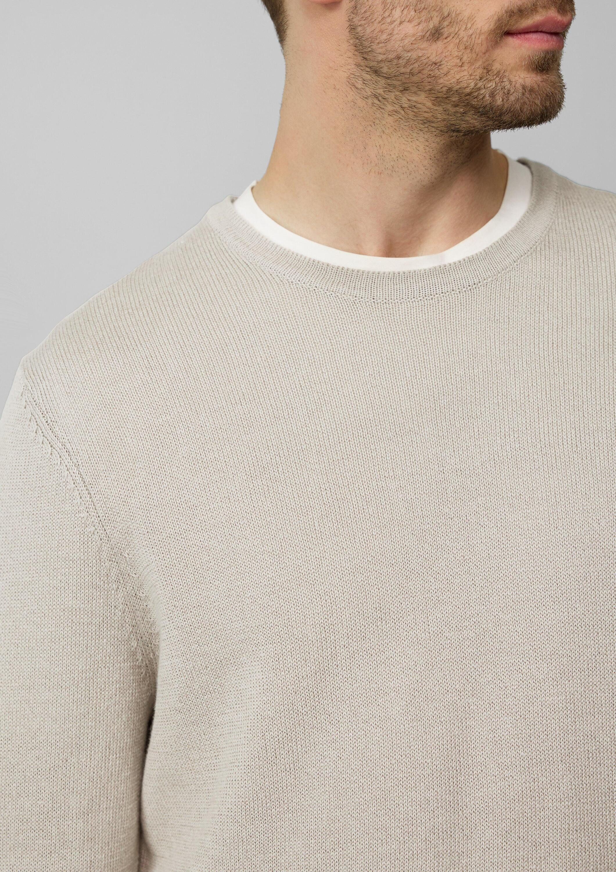 s.Oliver Longpullover Strickpullover Softer Strickpullover aus Baumwoll-Leinenmix