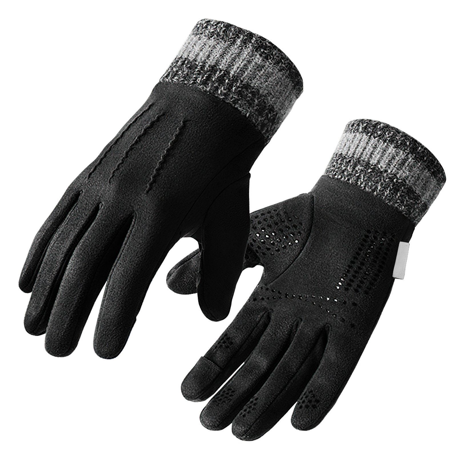 Schwarz Ski Handschuhe (Sport Damen Winddicht, Warm Winterhandschuhe Radfahren Strick EXTSUD Gloves Reithandschuhe Thermohandschuhe für mit Fingerhandschuhe Futter) Outdoor