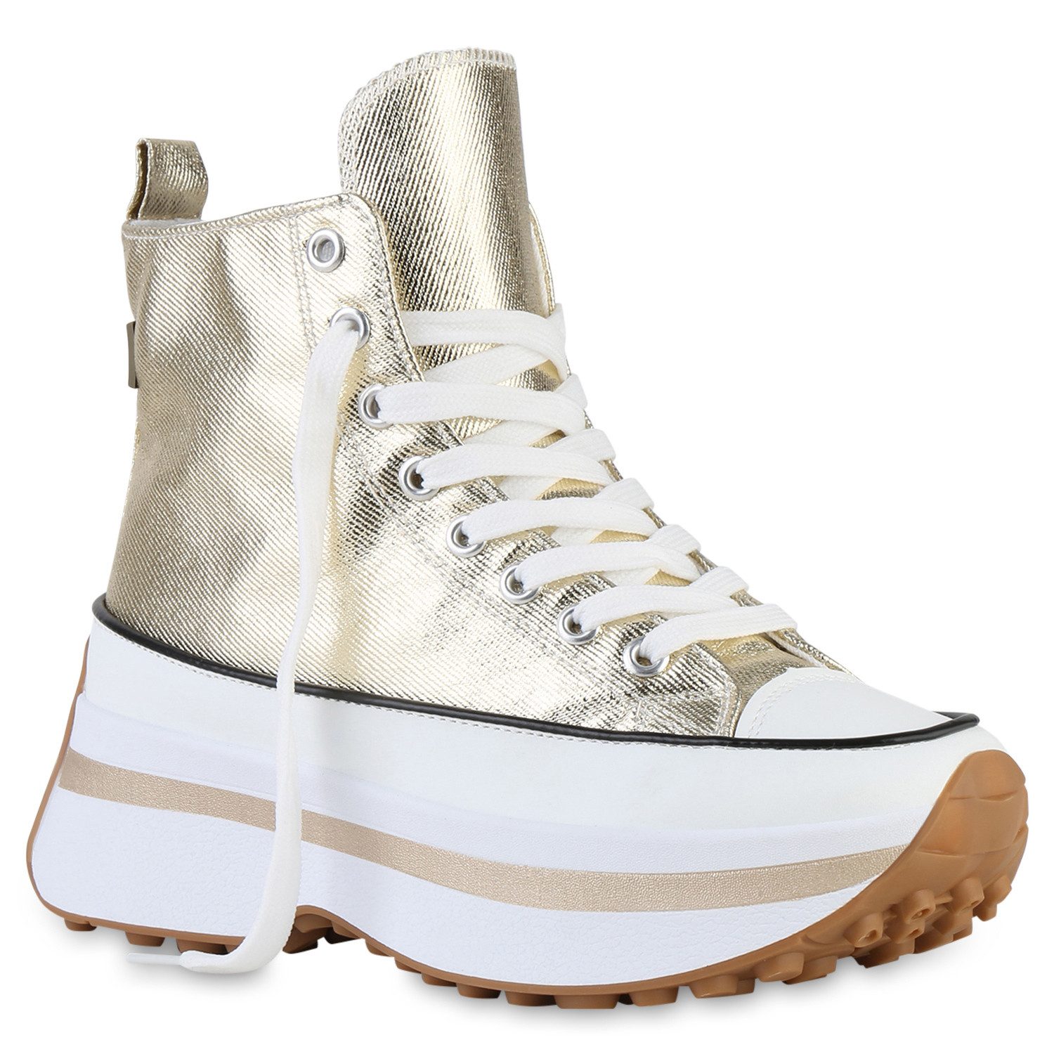 VAN HILL 841393 Plateausneaker Damen Plateau Sneaker Schnürer Profil-Sohle günstig online kaufen