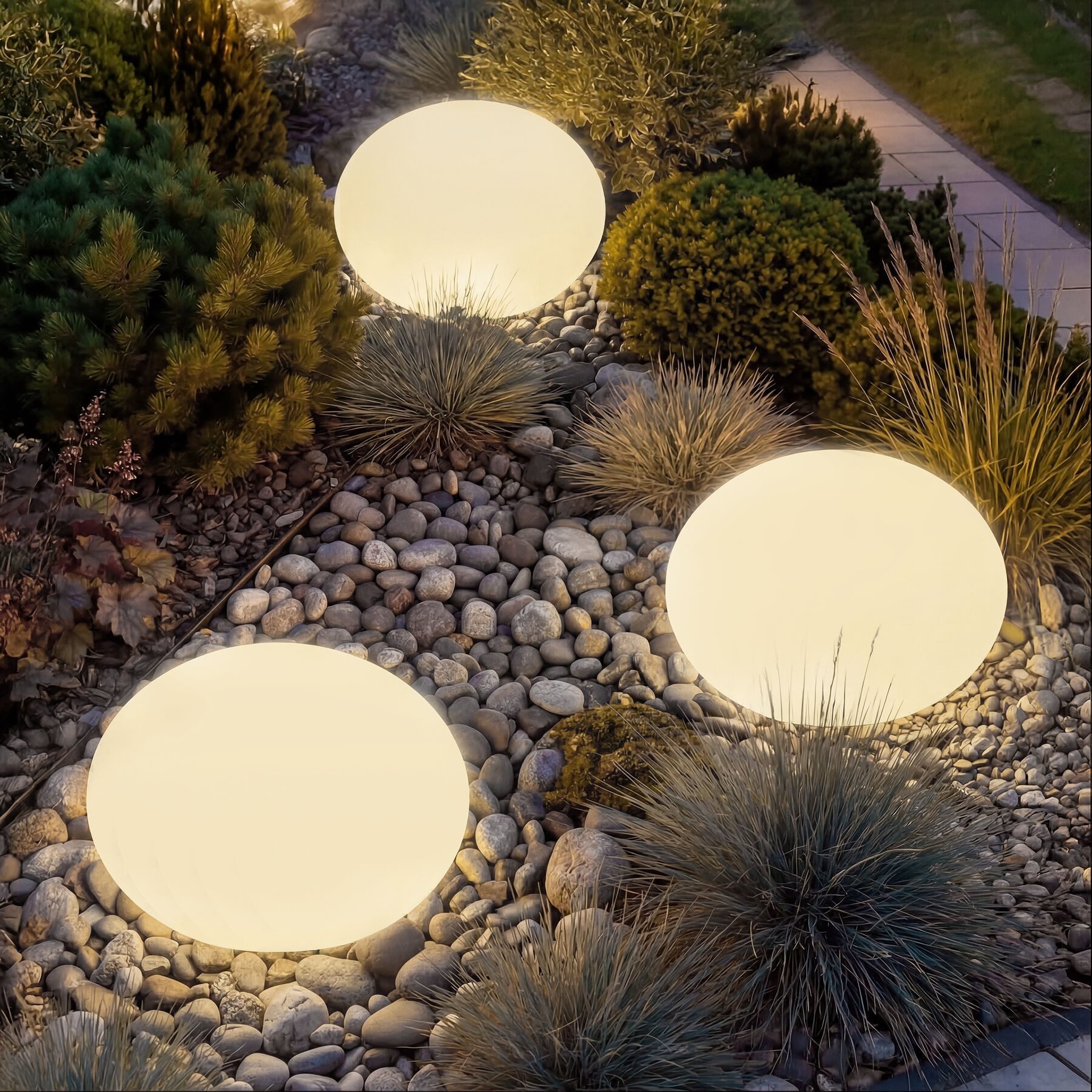 tectake LED Gartenleuchte Kugelleuchte Luminous Eye, LED, mit Fernbedienung, LED, Bunt, Stylische LED-Kugel mit 3 Standfüßen und indirekter Beleuchtung