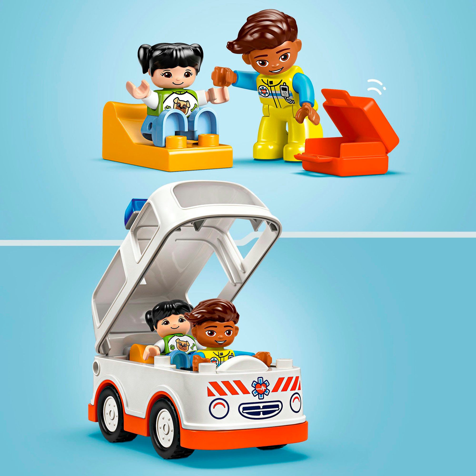LEGO® Rettungswagen mit Fahrer (10447), LEGO DUPLO Town Konstruktionsspielsteine, (19 St), Made in Europe – Bild 4 von 5
