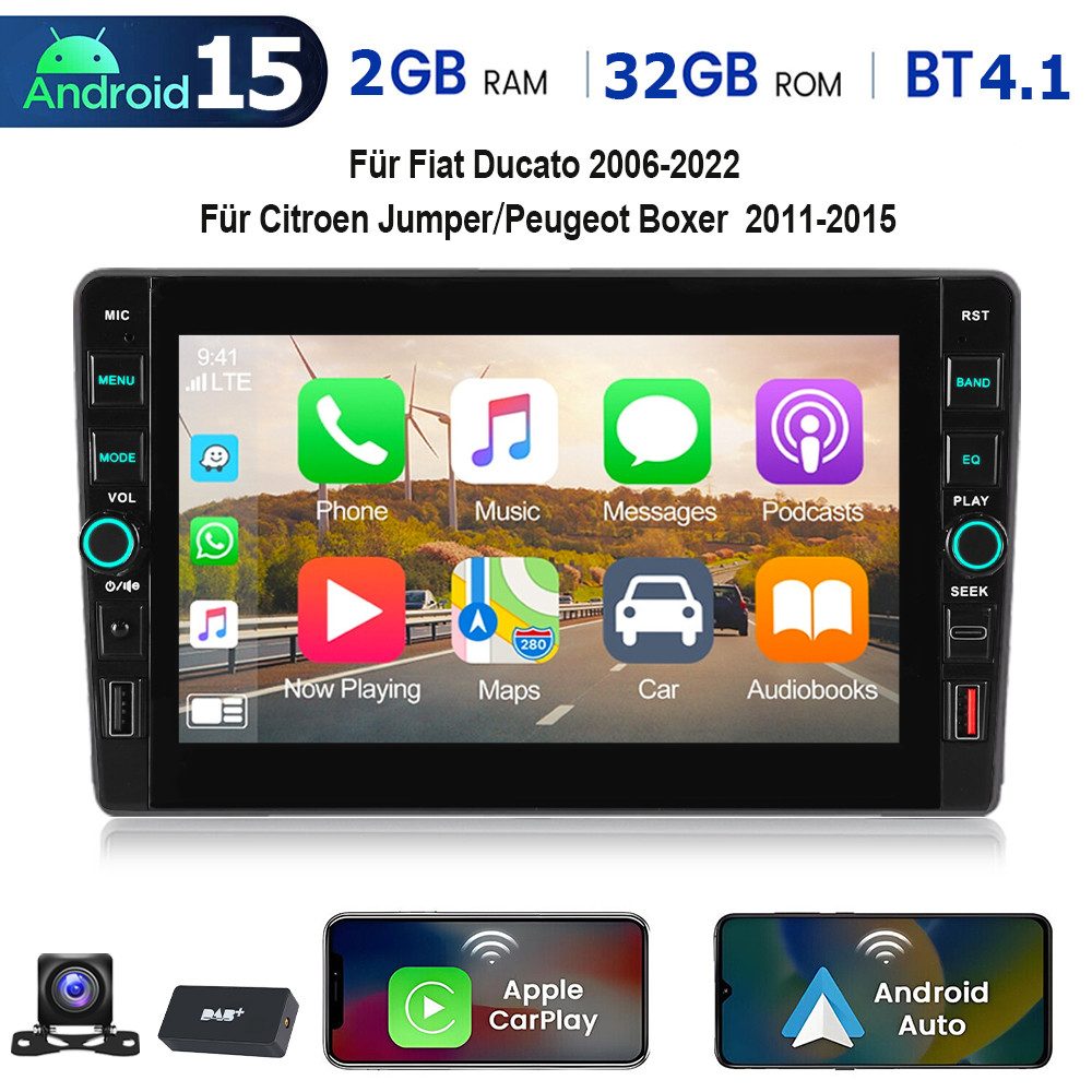 DAB+ Android 15 Autoradio Für Fiat Ducato 2006-2022 Navi Apple CarPlay Autoradio