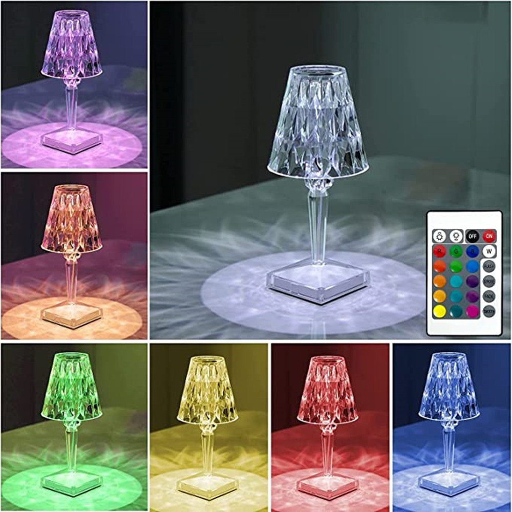 XDeer LED Tischleuchte LED Nachttischlampe RGB Kristall Tischlampe, Touch Tischleuchte, Nachttischlampe mit Touch und Fernbedienung, Schreibtischlampe