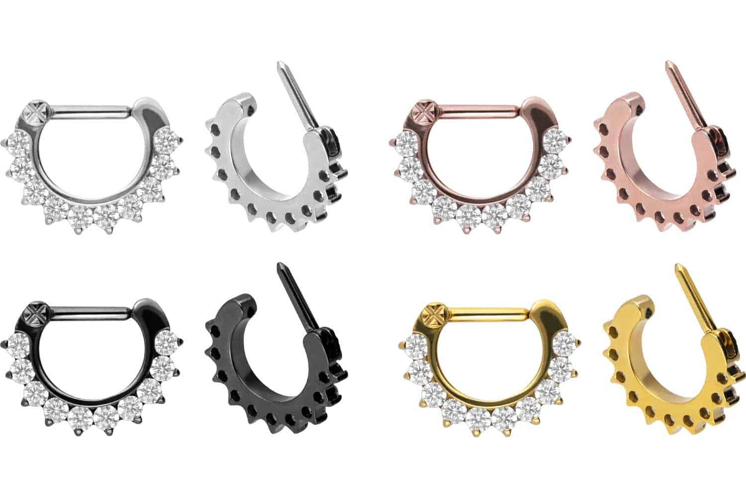 PIERCINGLINE Nasenpiercing Titan Clicker 10 KRISTALLE Ohrpiercing Septum Nase (Clicker, 1-tlg), Ohrpiercing für Conch, Helix, Tragus, Daith, Lobe