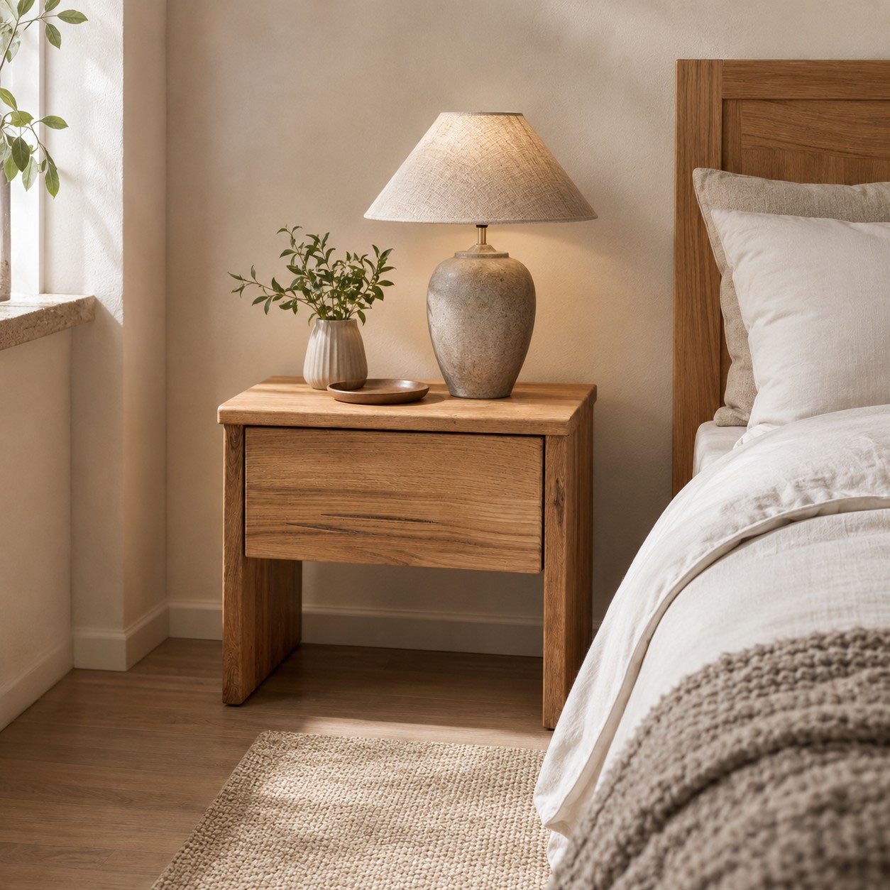 OTTO home Nachtkonsole Ultima Balkenbett Doppelbett, Füße mit Kufenform, Massivholz, Skandinavisches Design, Robust, stabil, FSC zertifiziert