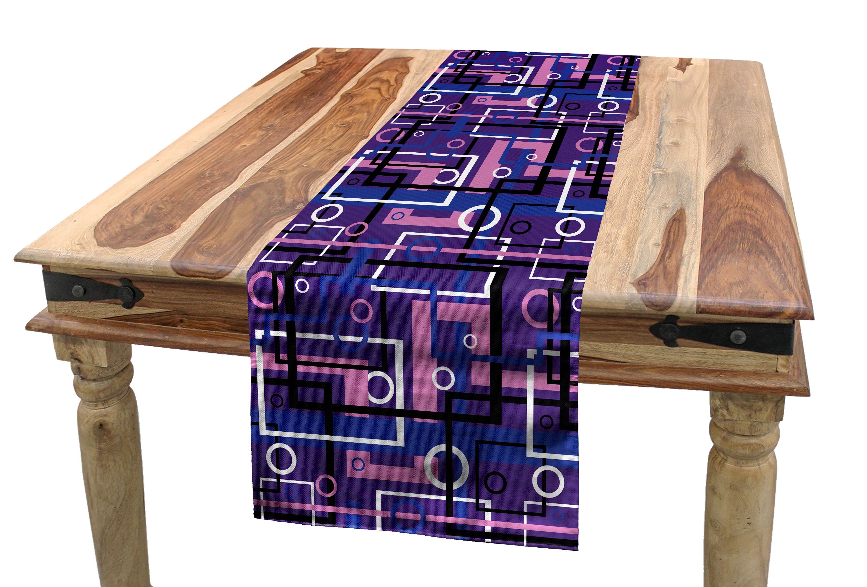 Abakuhaus Tischläufer Esszimmer Küche Rechteckiger Dekorativer Tischläufer, Geometrisch Maze Formen Kreise