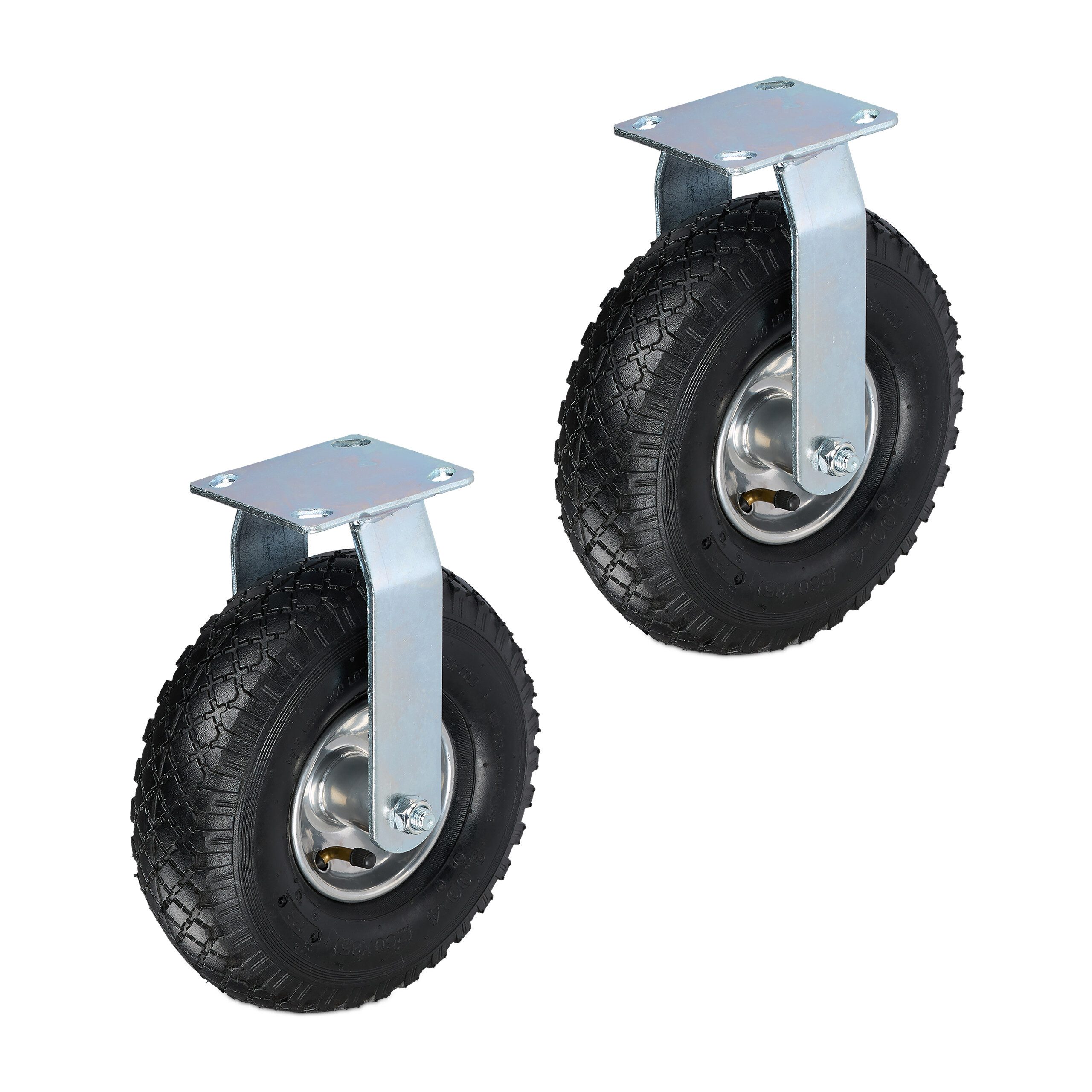 relaxdays Schwerlastrolle 2er Set Bockrolle 3.00-4, (2-St), Schwarz-Silber