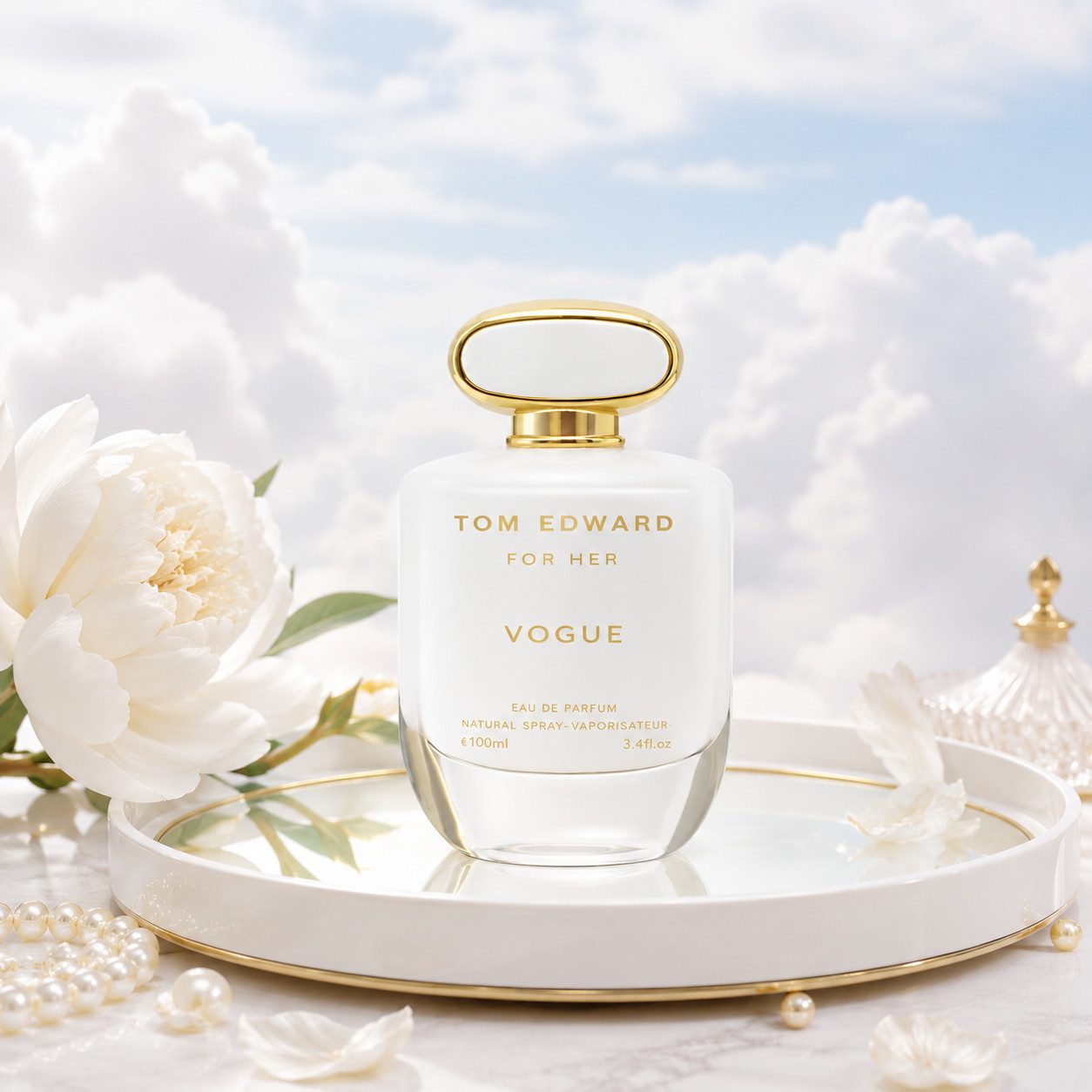 TOM EDWARD Eau de Parfum Tom Edward Vogue for Her Luxus Damenduft Blumig Holzig Weich e100 ml, Hergestellt in UK, Premium Damenduft, Langanhaltend, Schone Verpackung