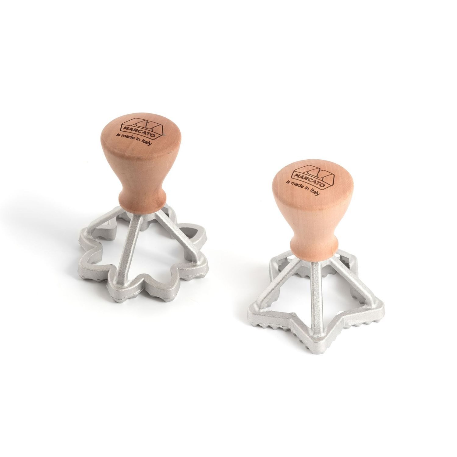 Marcato Ausstechform Biscottini Stern & Blume, Holz, Aluminiumguß, (Set, 2-St)