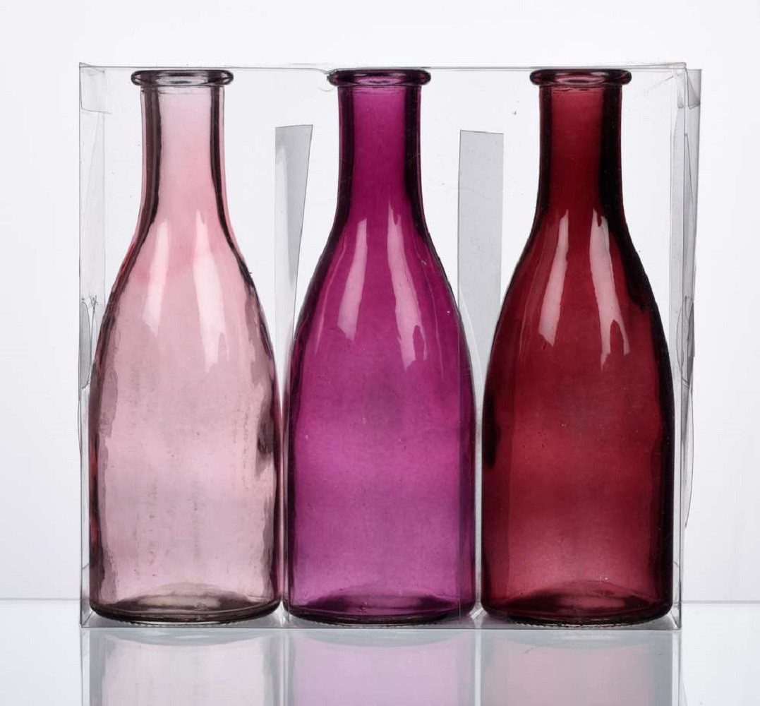Sandra Rich Dekovase Glasvase 3er Set "Bottle groß" Ø 6,5 x 18,5cm, Glasflaschen
