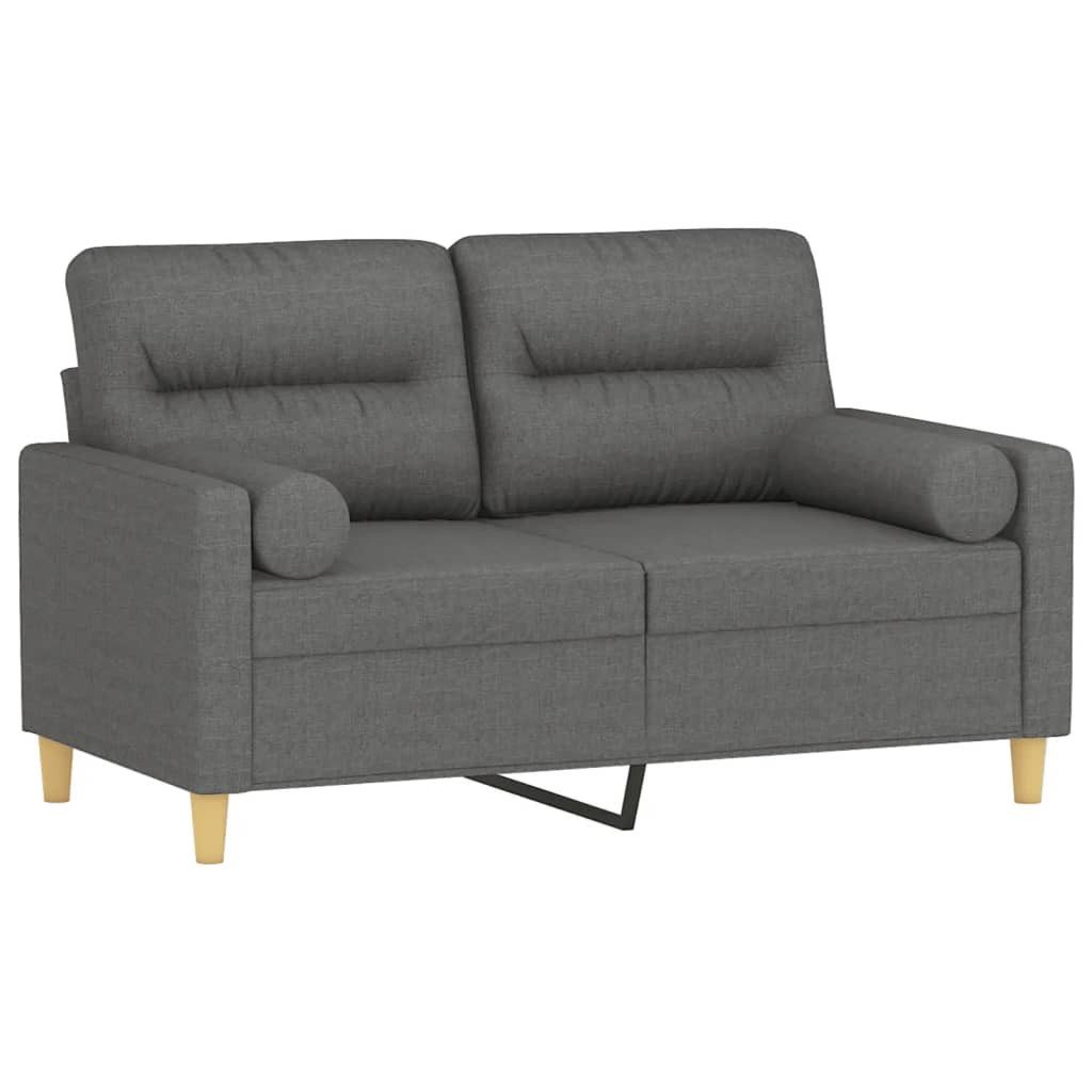 vidaXL Sofa 2-Sitzer-Sofa mit Zierkissen Dunkelgrau 120 cm Stoff günstig online kaufen