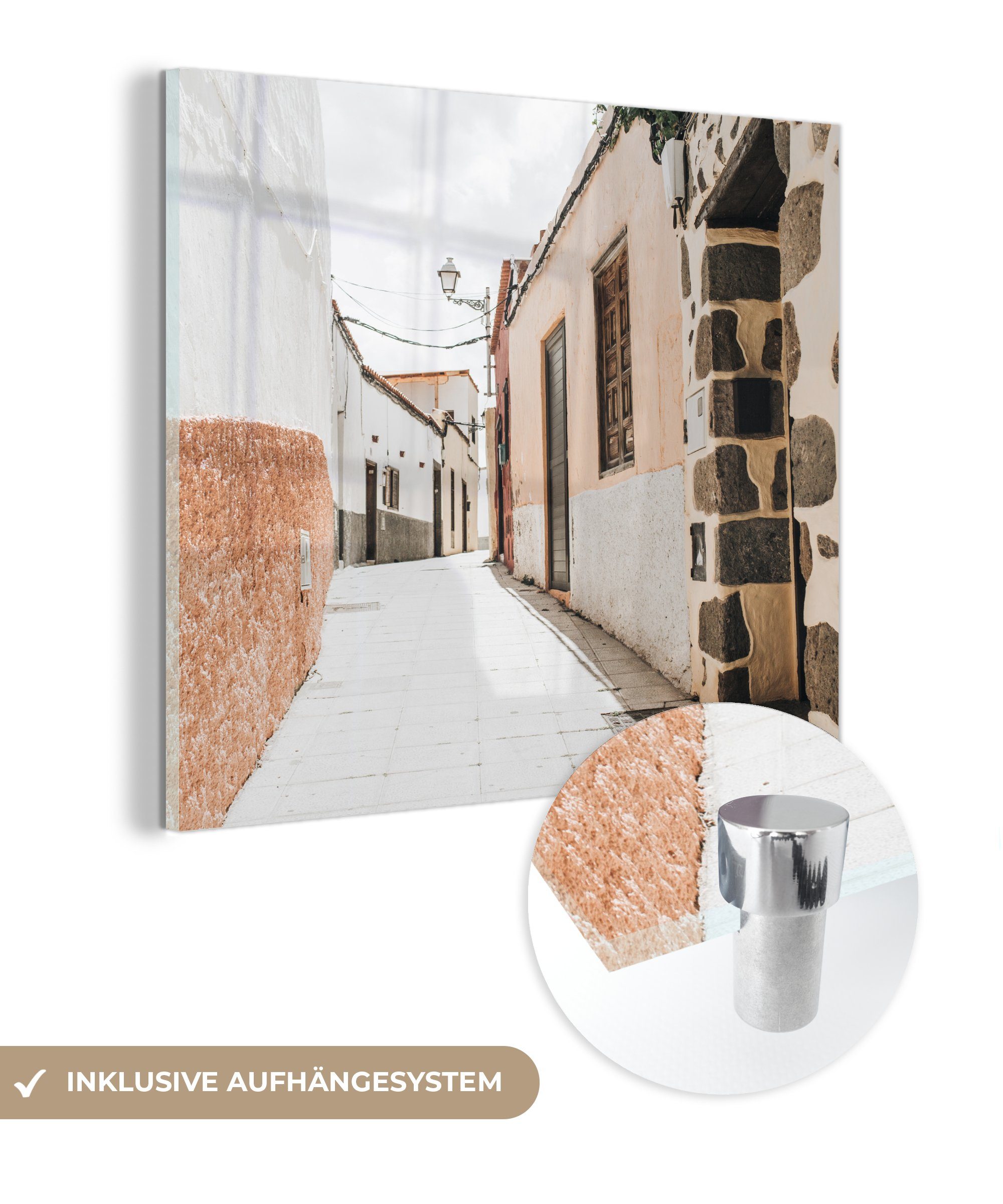 MuchoWow Acrylglasbild Sommer - Haus - Straße, (1 St), Glasbilder - Bilder auf Glas Wandbild - Foto auf Glas - Wanddekoration | Bilder