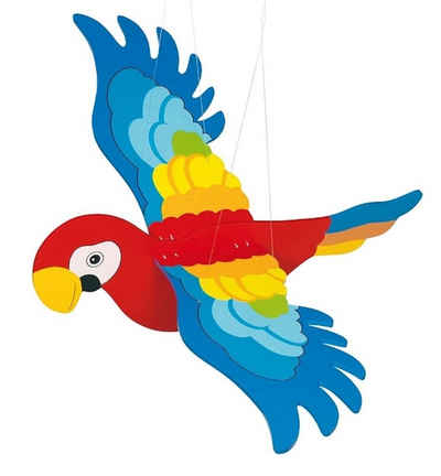 goki Hängedekoration Schwingtier Papagei Holz bunt (Set, 1 St., 1), Papagei schwingt mit den Flügeln auf und ab