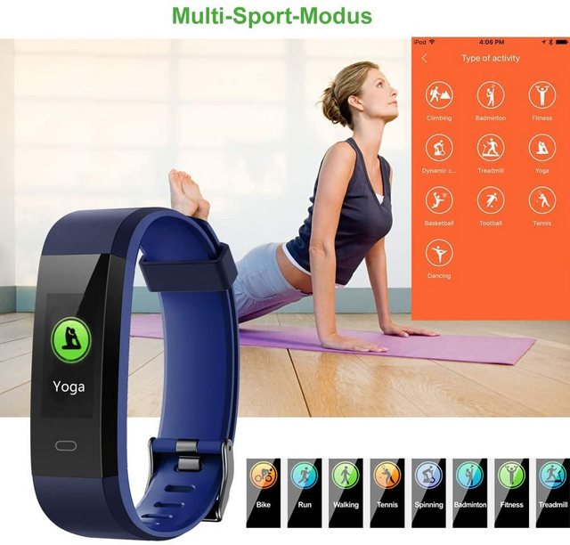 100% Fitness-Tracker »YAMAY Fitness Armband, Smartwatch Fitness Tracker mit Pulsmesser Wasserdicht IP68 Fitness Uhr Messgeräte«