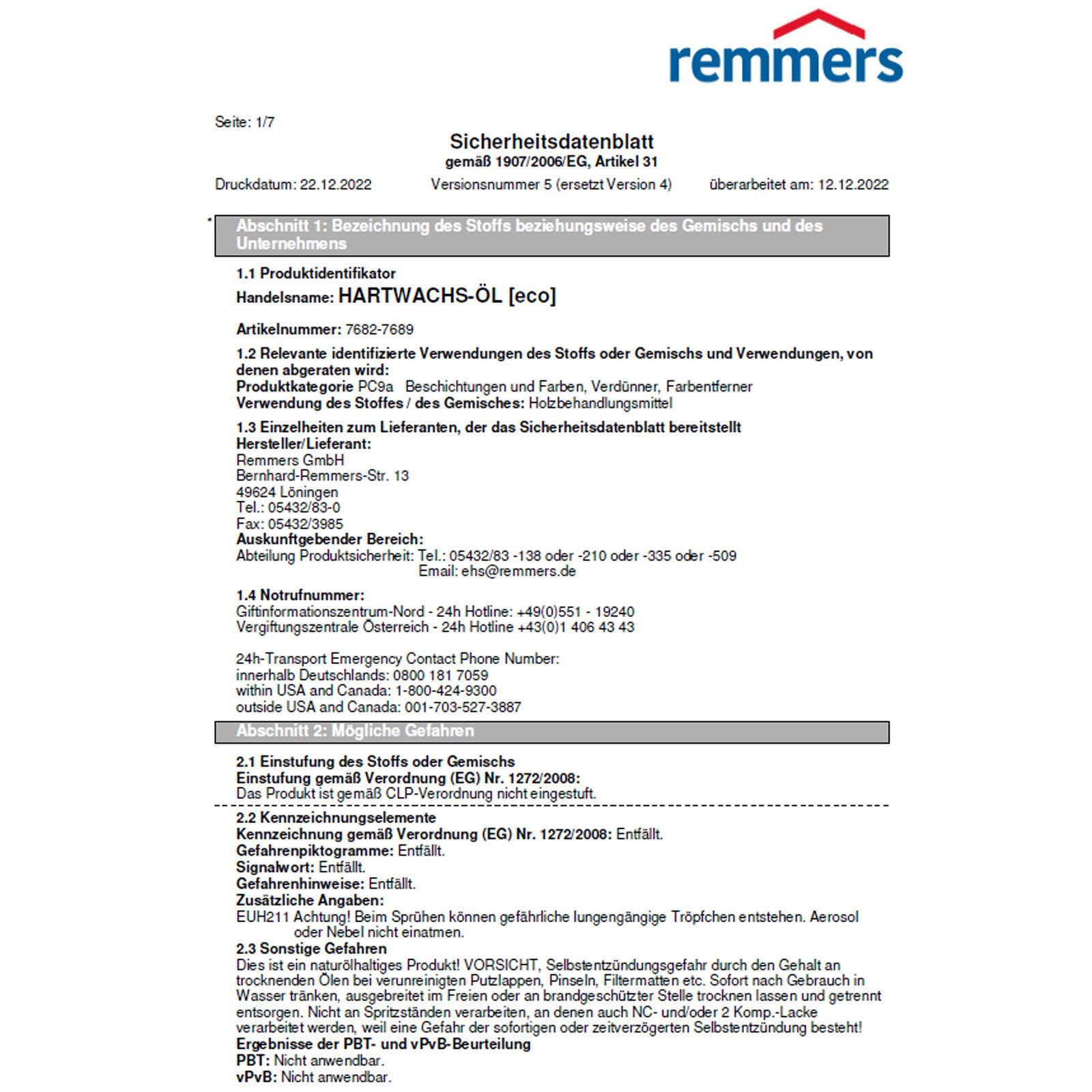Remmers Holzöl REMMERS ECO HARTWACHS-ÖL - 0.375 LTR