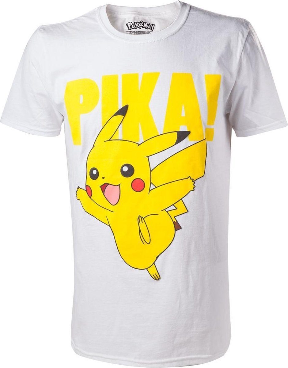 + PIKACHU Jungen POKÉMON Print-Shirt Kinder Pokemon T-SHIRT Jugendliche + Mädchen weiß PIKA