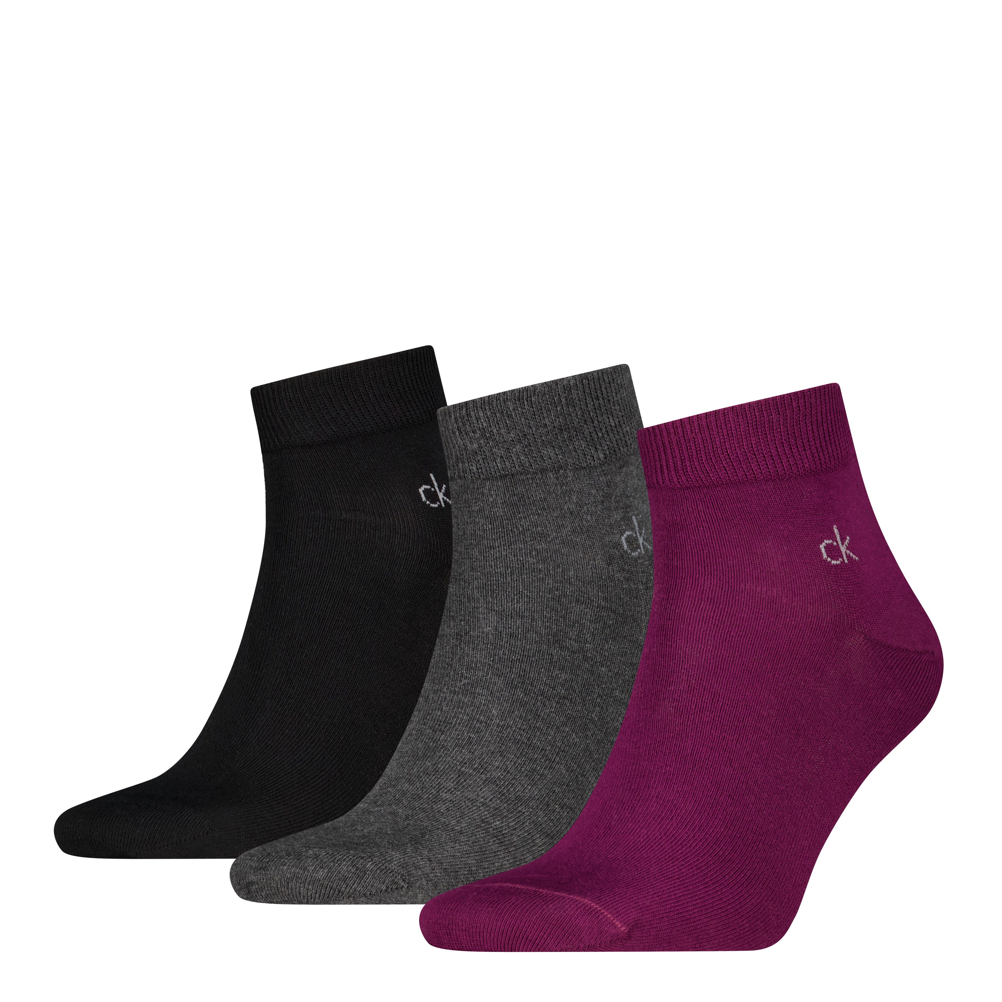 Calvin Klein Kurzsocken CK MEN QUARTER (3 Paar) Rippenbündchen, Cotton-Mix, elastisch