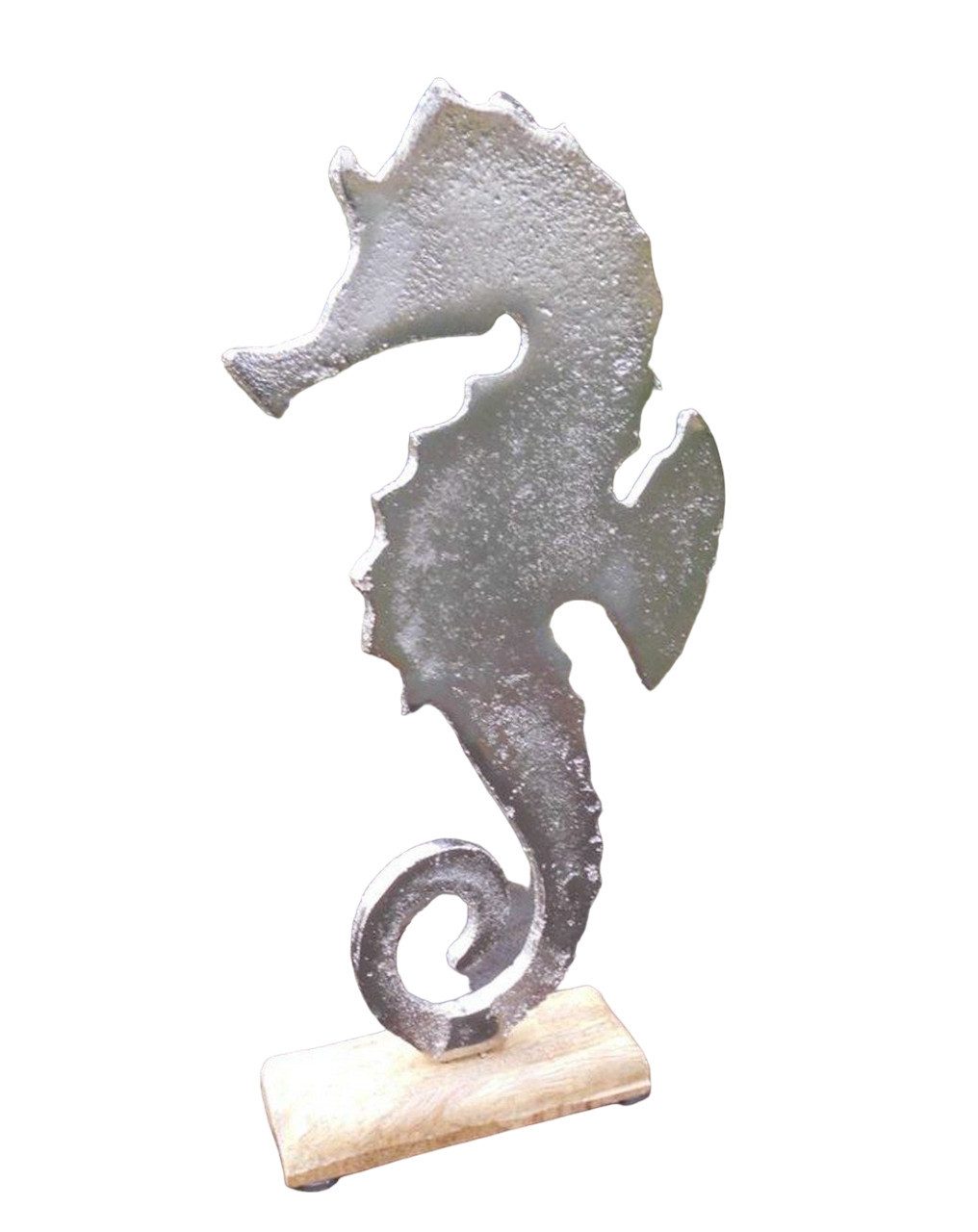 Dekofigur Seepferdchen Deko-Objekt Deko-Aufsteller Holz + Aluminium 24 cm
