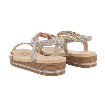 Ital-Design Damen Freizeit Riemchensandalette (86017030) Keilabsatz/Wedge Keilsandaletten in Gold