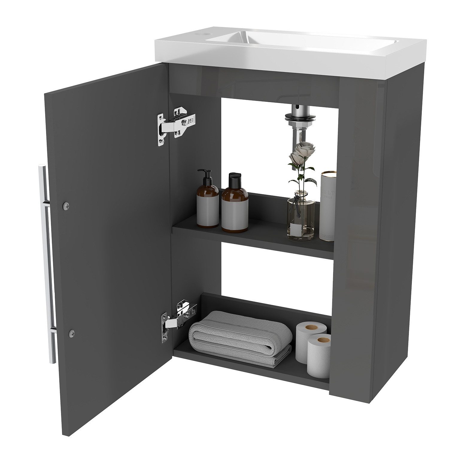 duschspa Waschtisch 45 cm Breite Waschbecken mit Unterschrank klein Badmöbe günstig online kaufen