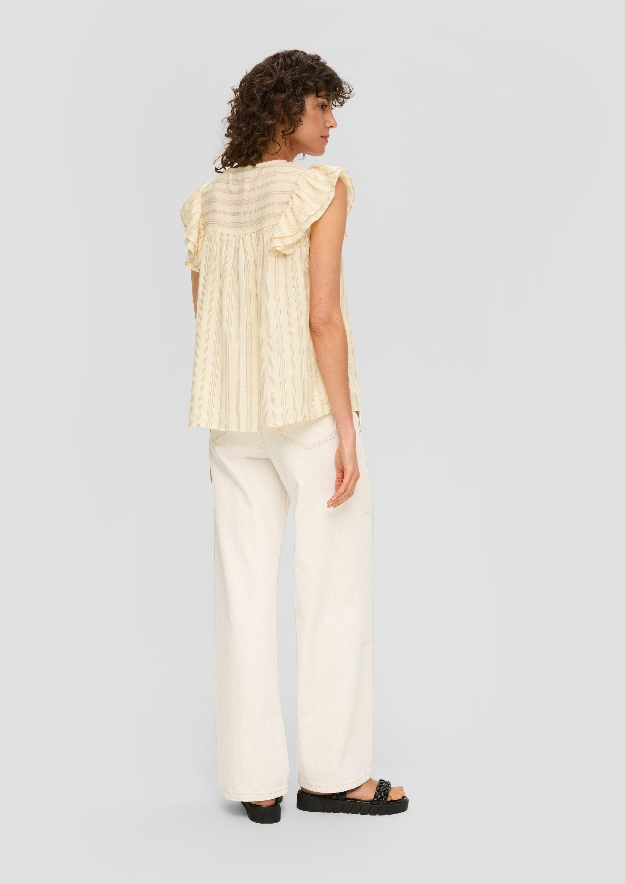 s.Oliver Blusentop Bluse Gemusterte Bluse im Relaxed Fit mit Rüschen-Details