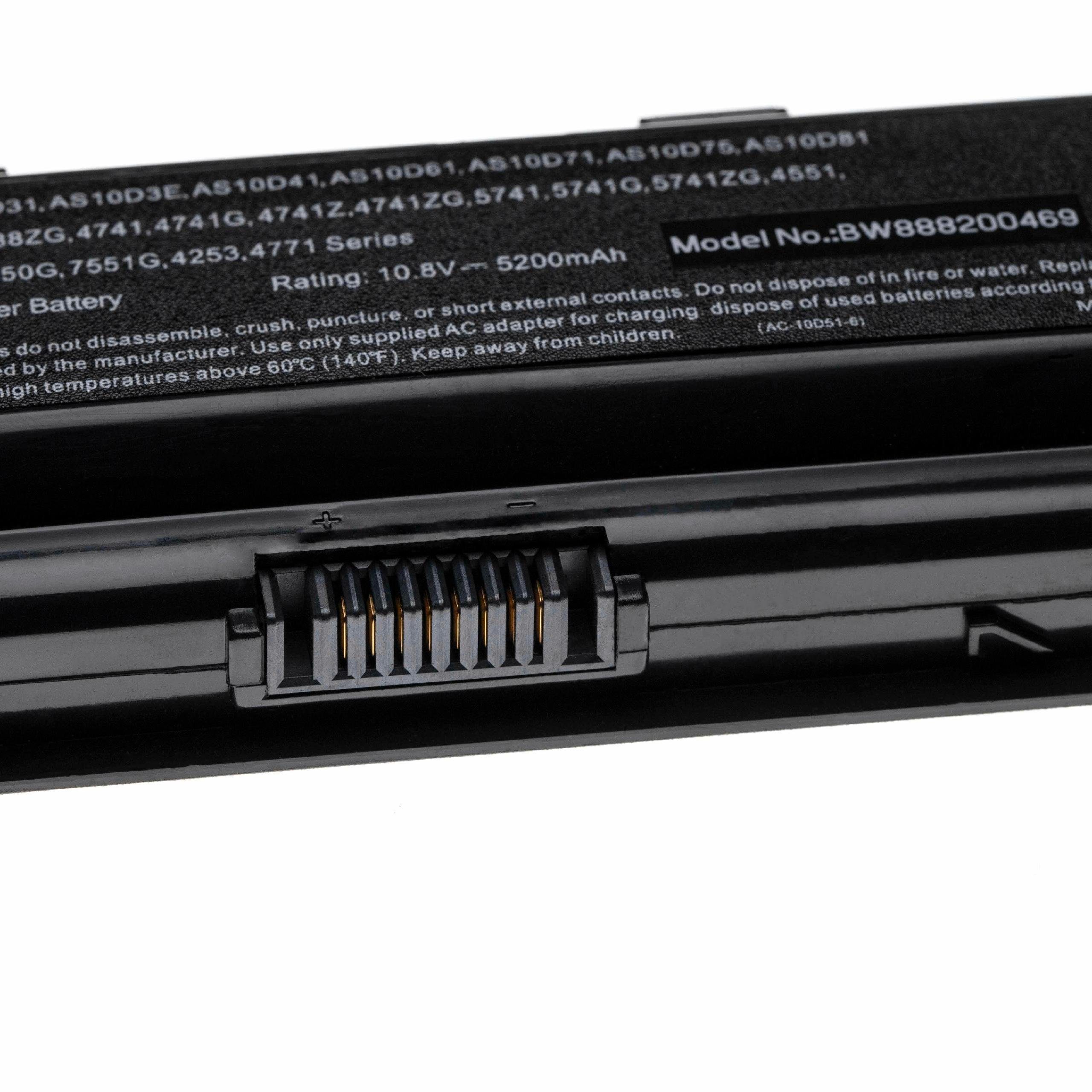 Li-Polymer kompatibel mit 5200 mAh Acer V) E732 vhbw Laptop-Akku (10,8 eMachines