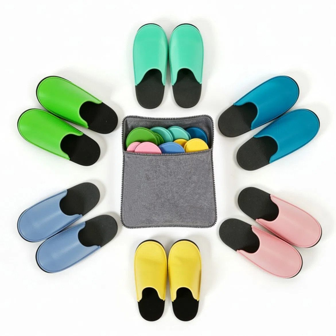 TLGREEN Hausschuhe Gäste 6er Set Plüsch Hausschuhe (Filzpantoffeln mit rutschfester Sohle, für Hotel, Haushalt & Wellness) Weiches Gästepantoffeln Set (Gr. 32-46) inkl. Aufbewahrungsbeutel