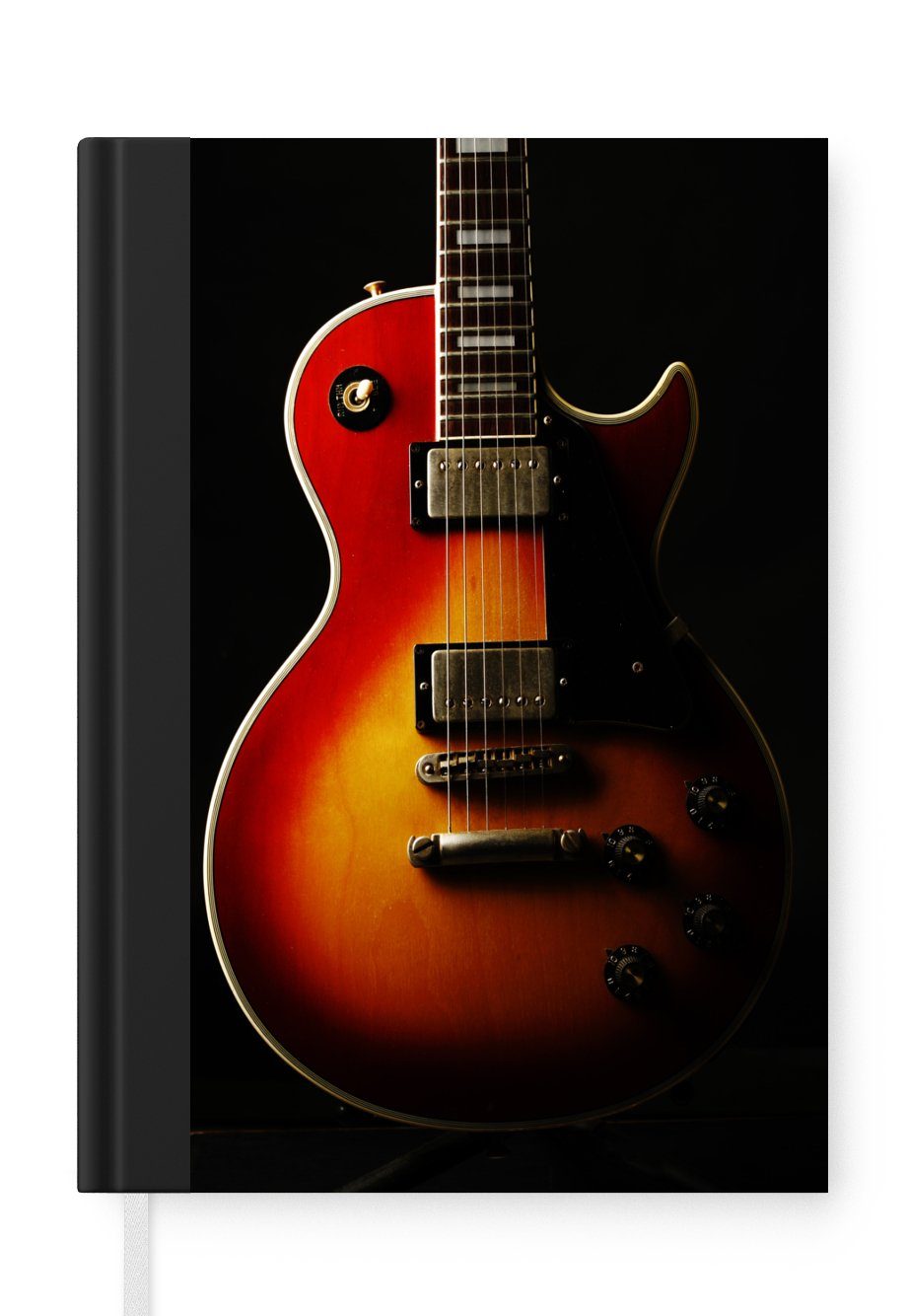 MuchoWow Notizbuch Eine rot gefärbte E-Gitarre, Journal, Merkzettel, Tagebuch, Notizheft, A5, 98 Seiten, Haushaltsbuch