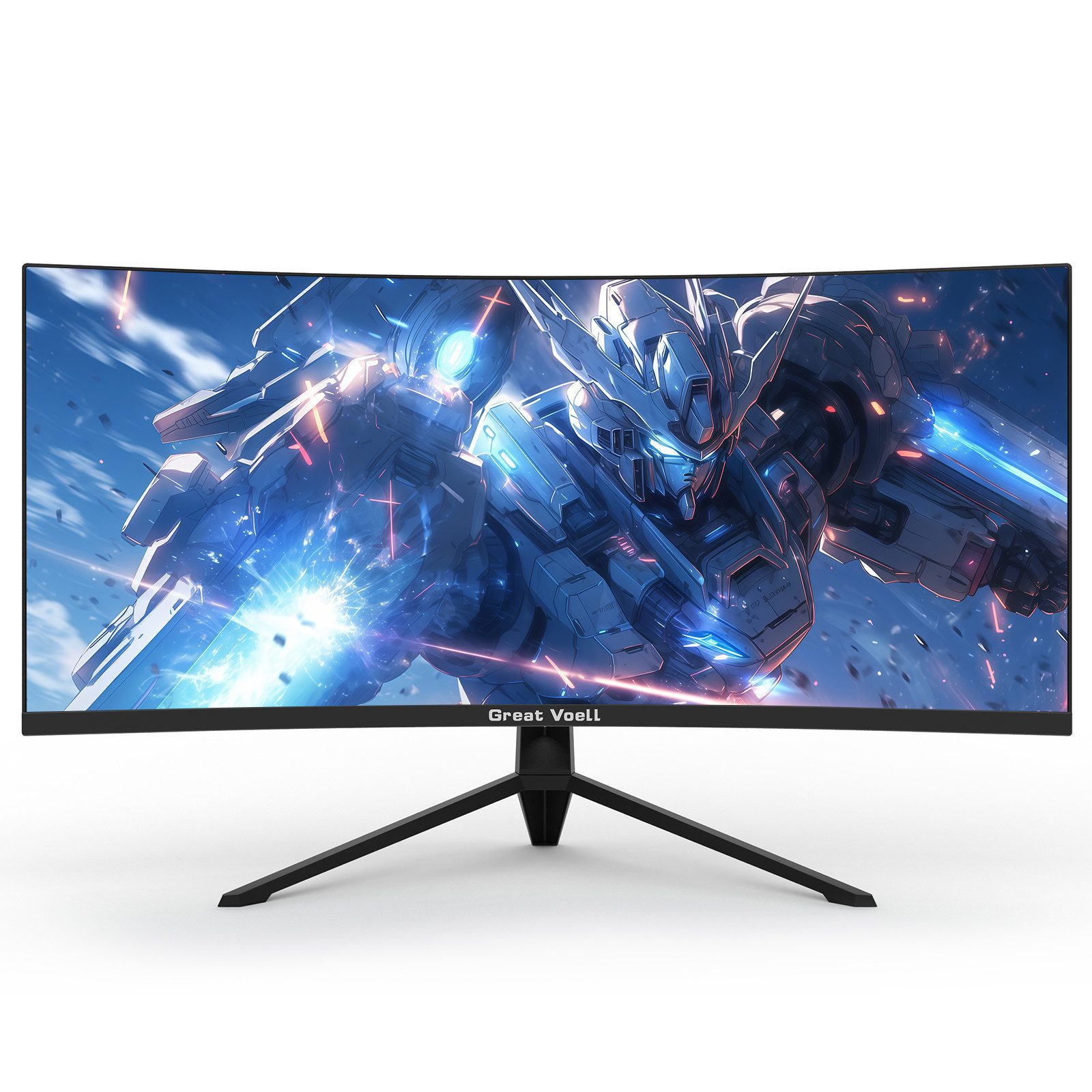 Great Voell 34 Zoll Gaming Monitor, 165Hz, 1500R, PIP/PBP, UWQHD Curved Gaming-Monitor (86 cm/34 ", 3440 x 1440 px, WQHD, 1 ms Reaktionszeit, 165 Hz, VA LED, 127% sRGB, 1500R, Adaptive Sync, HDR10)