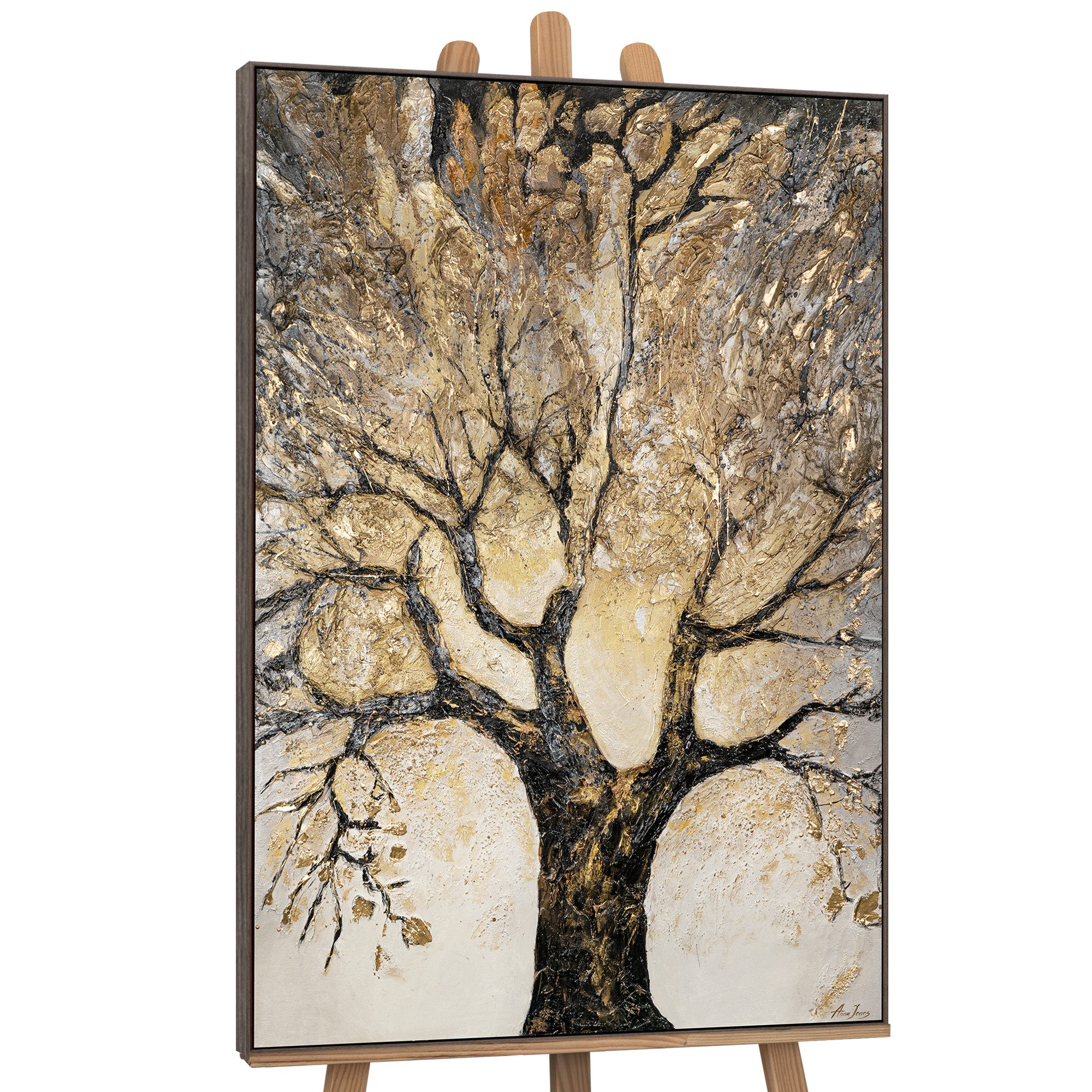 YS-Art Картина Baum des Reichtums und des Wohlstands, Baum, Baum mit Ästen und Zweigen, Leinwandbild gerahmt