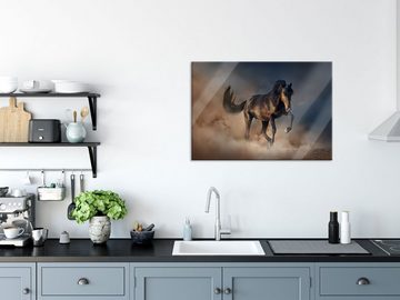 Pixxprint Glasbild Schwarzes Pferd, Schwarzes Pferd (1 St), Glasbild aus Echtglas, inkl. Aufhängungen und Abstandshalter