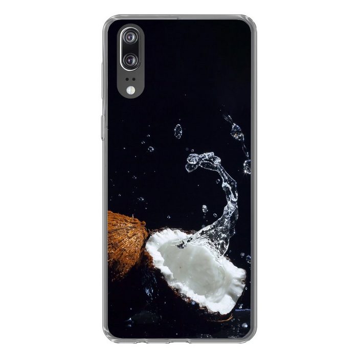 MuchoWow Handyhülle Kokosnuss - Stillleben - Wasser - Schwarz - Frucht Handyhülle Huawei P20 Handy Case Silikon Bumper Case