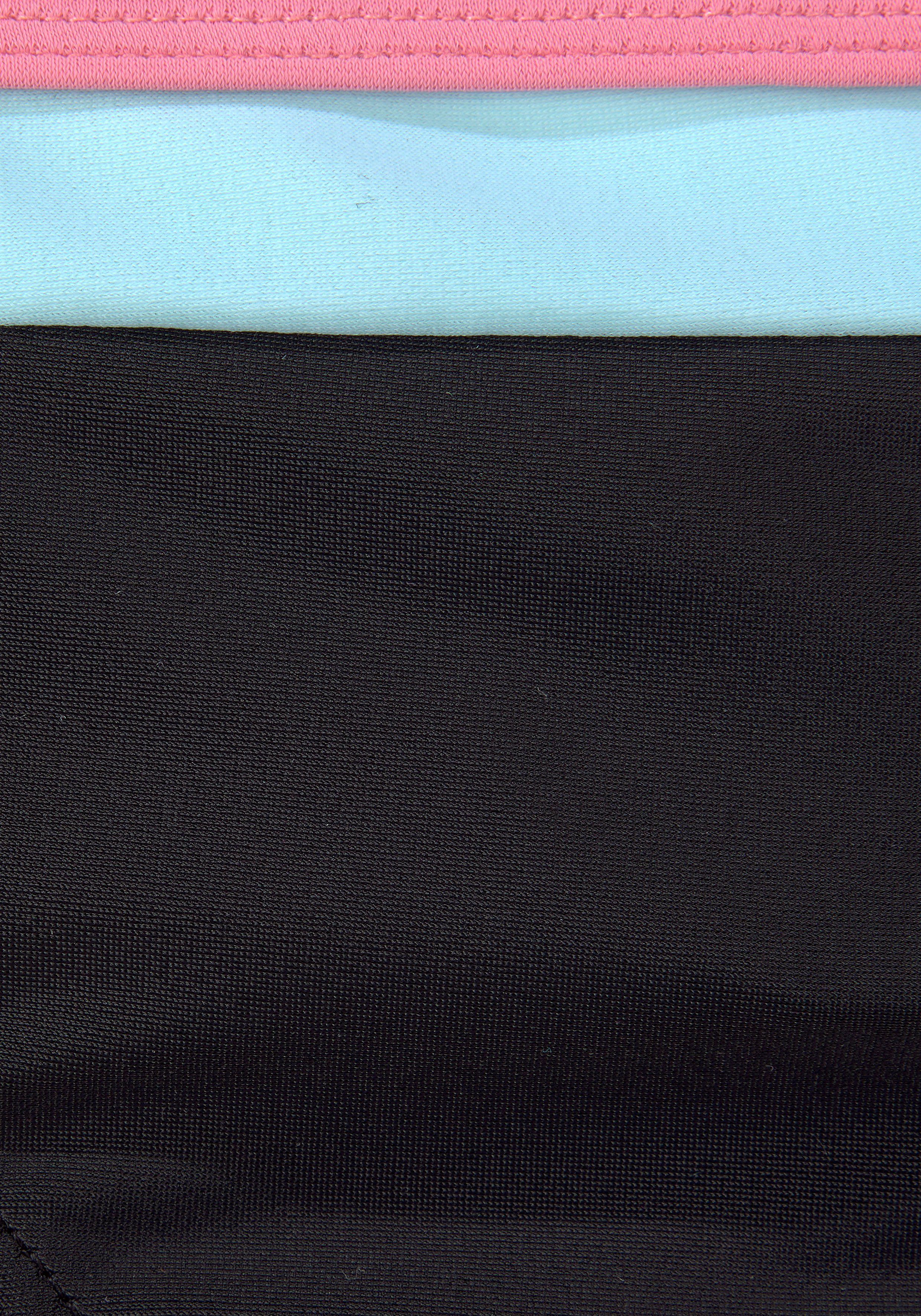 Bustier-Bikini schwarz bunten Bench. mit Details