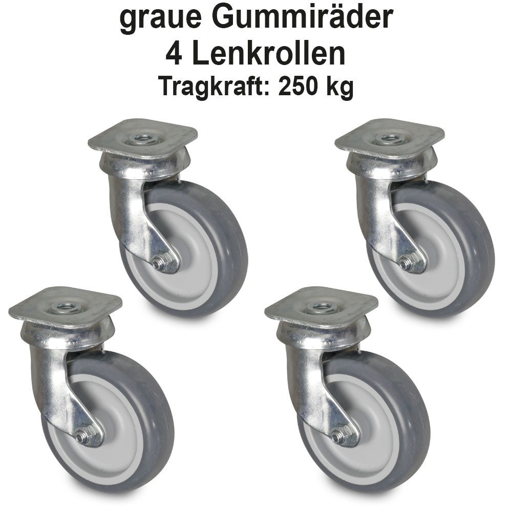 BRB-Lagertechnik Stapelbox BRB Set mit 12 Euro-Stapelbehältern in 4 Größen + 1 Transportroller, Stoßfest, robust und formstabil