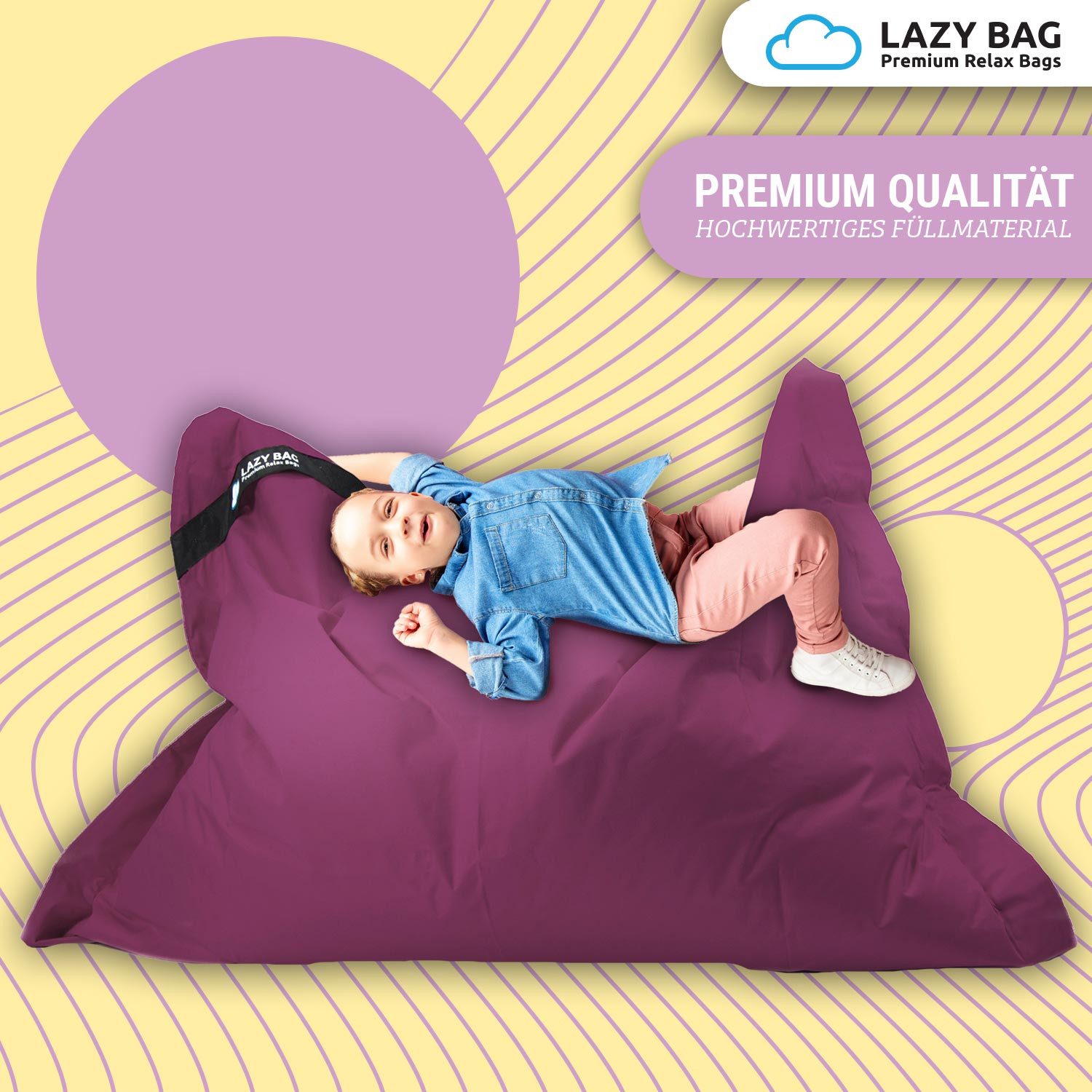 LazyBag Sitzsack Sitzsack XL 250 Liter Indoor Outdoor – Wasserfester Riesensitzsack (XL 250 Liter, Riesensitzsack), Junior-Sitzkissen Sessel