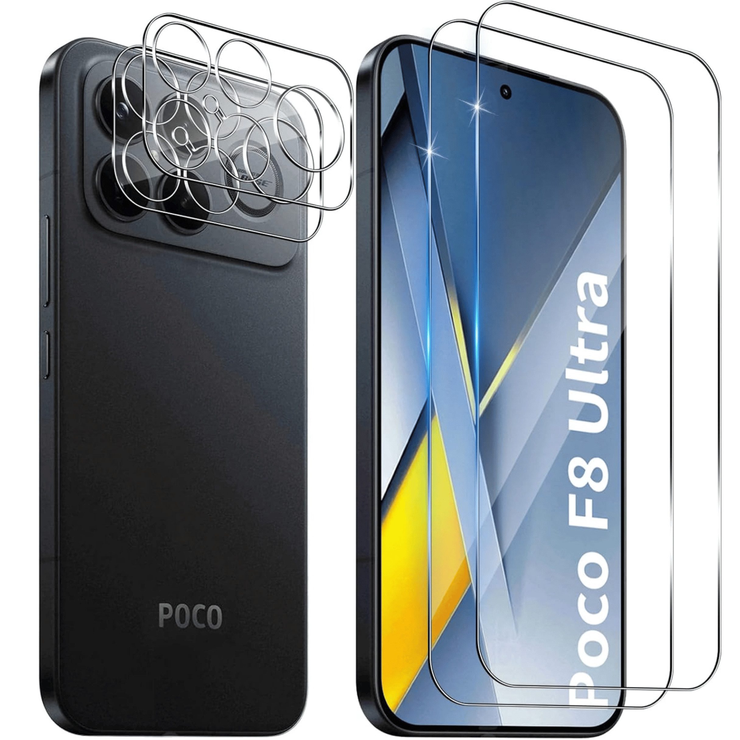 SmartUP Displayschutzglas 2X Schutzglas für Xiaomi Poco F8 Ultra Display Kamera Panzerfolie Full für Xiaomi Poco F8 Ultra, 4 Stück, Rundumschutz, passgenaue Verarbeitung