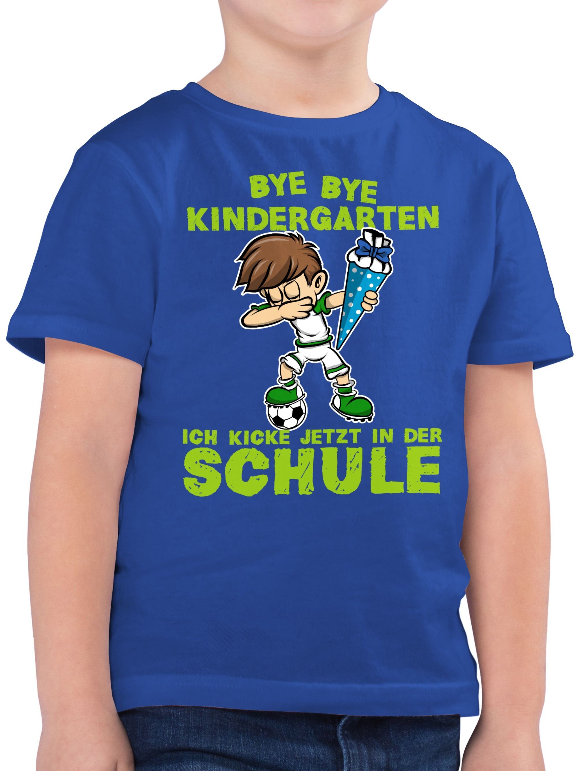 Shirtracer T-Shirt Bye Bye Kindergarten ich kicke jetzt in der Schule Dabbing Junge Fußba Einschulung Junge Schulanfang Geschenke 02 Royalblau