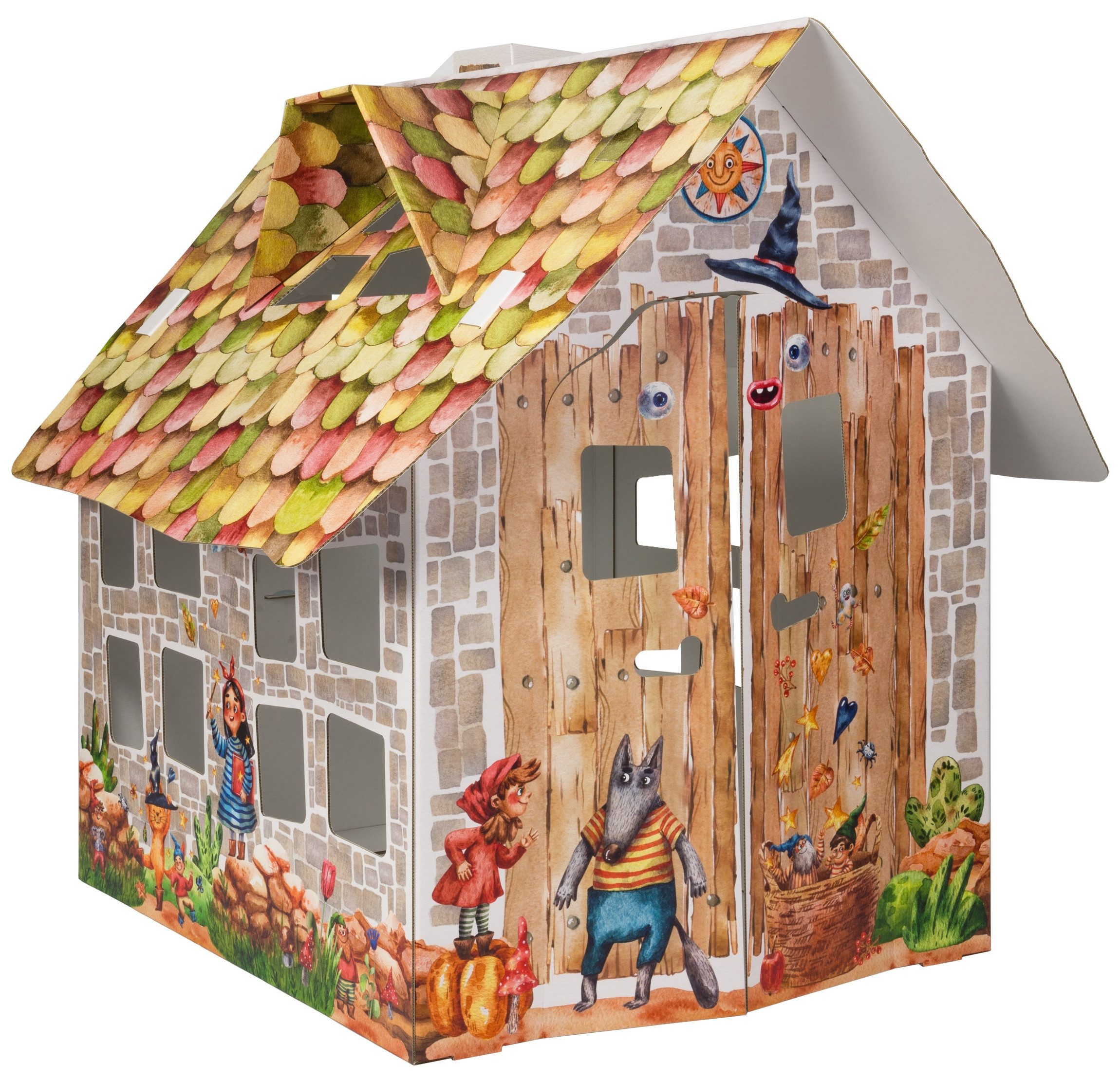 FOLDZILLA Spielhaus Platzsparendes Spielhaus Märchen, Schneller Auf- und Abbau ohne Werkzeuge