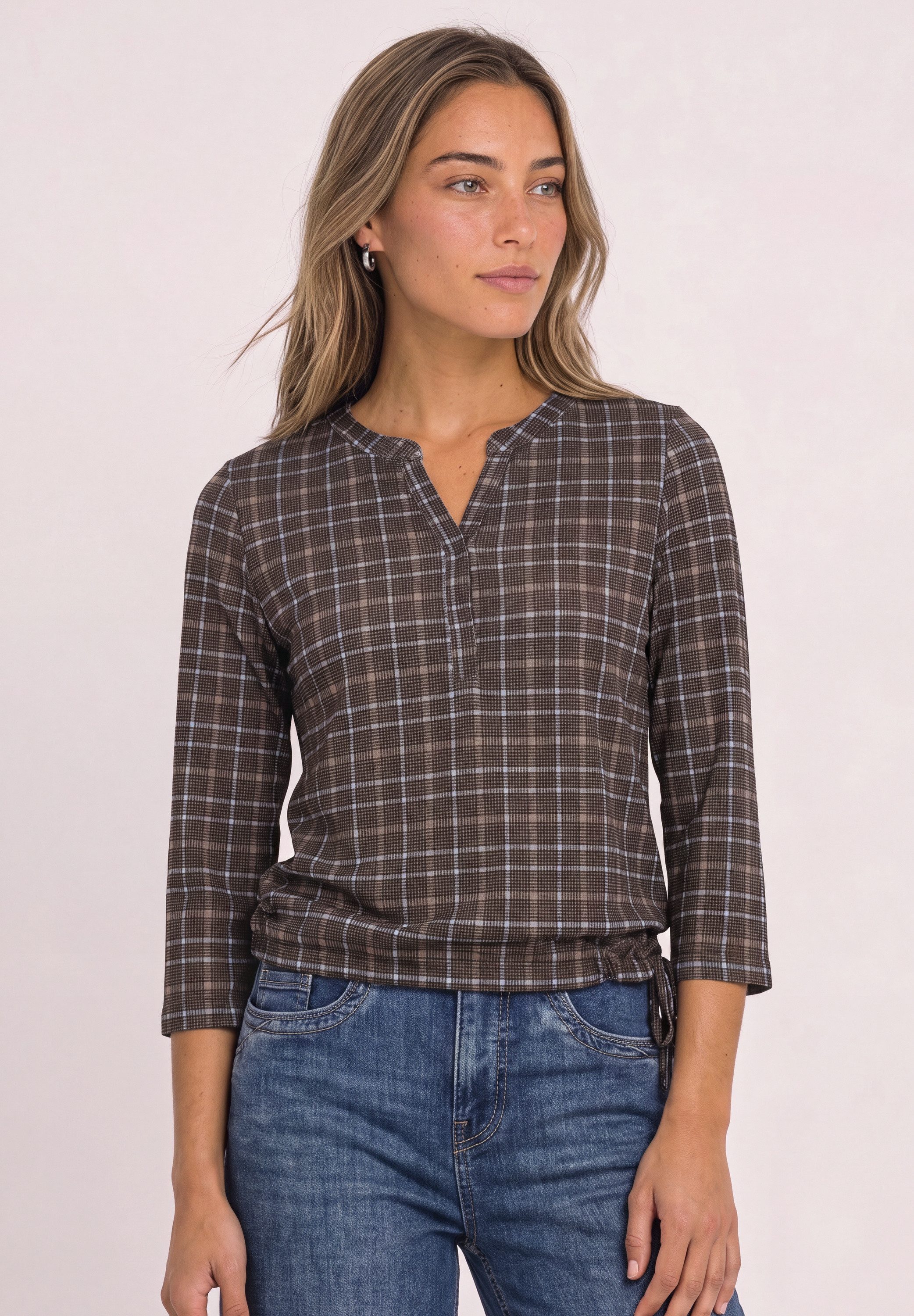 STREET ONE 3/4-Arm-Shirt Elastiksaum mit Knotendetail
