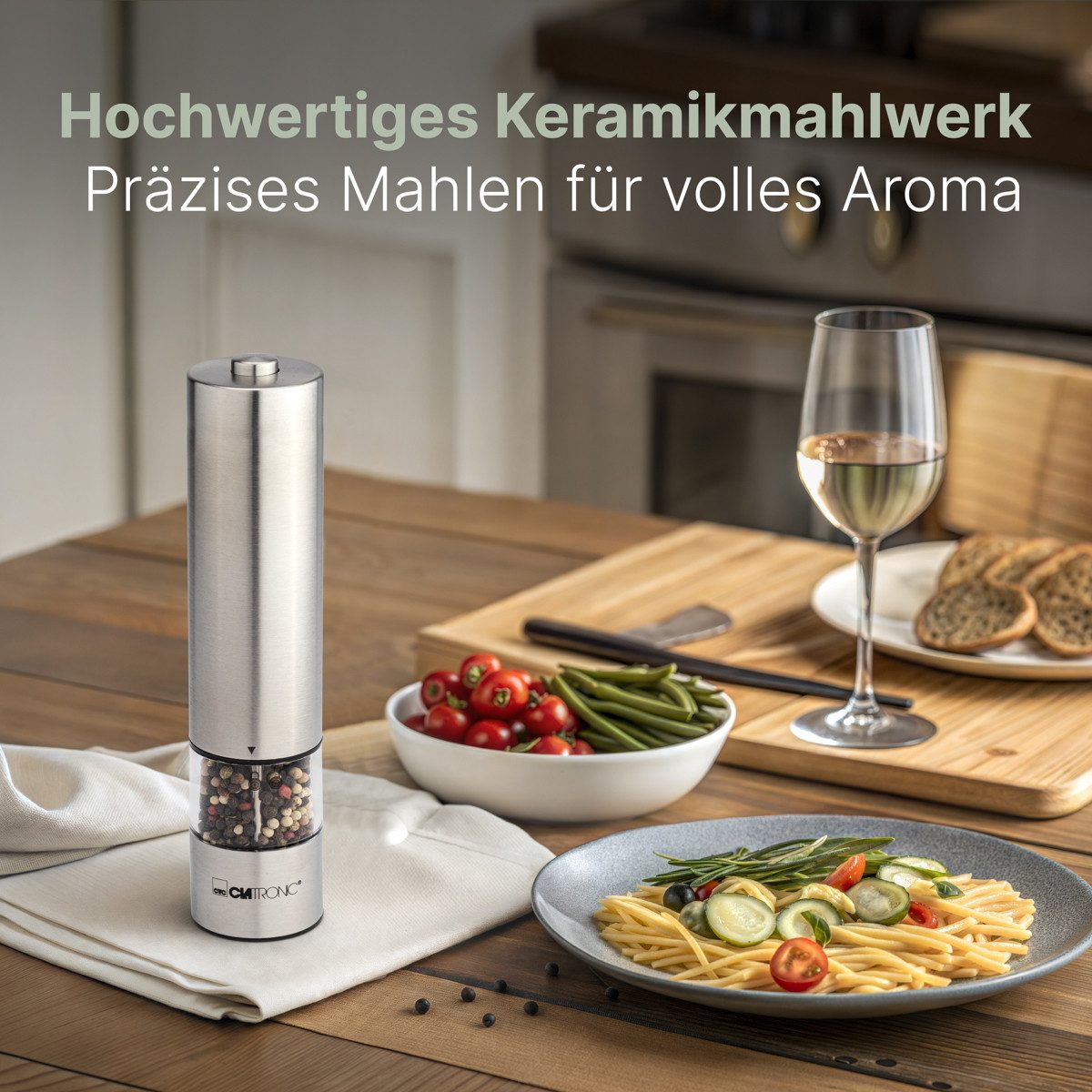 CLATRONIC Salz-/Pfeffermühle PSM 3004 N, Salz Pfeffermühle elektrisch, Keramik-Mahlwerk – Bild 5 von 5